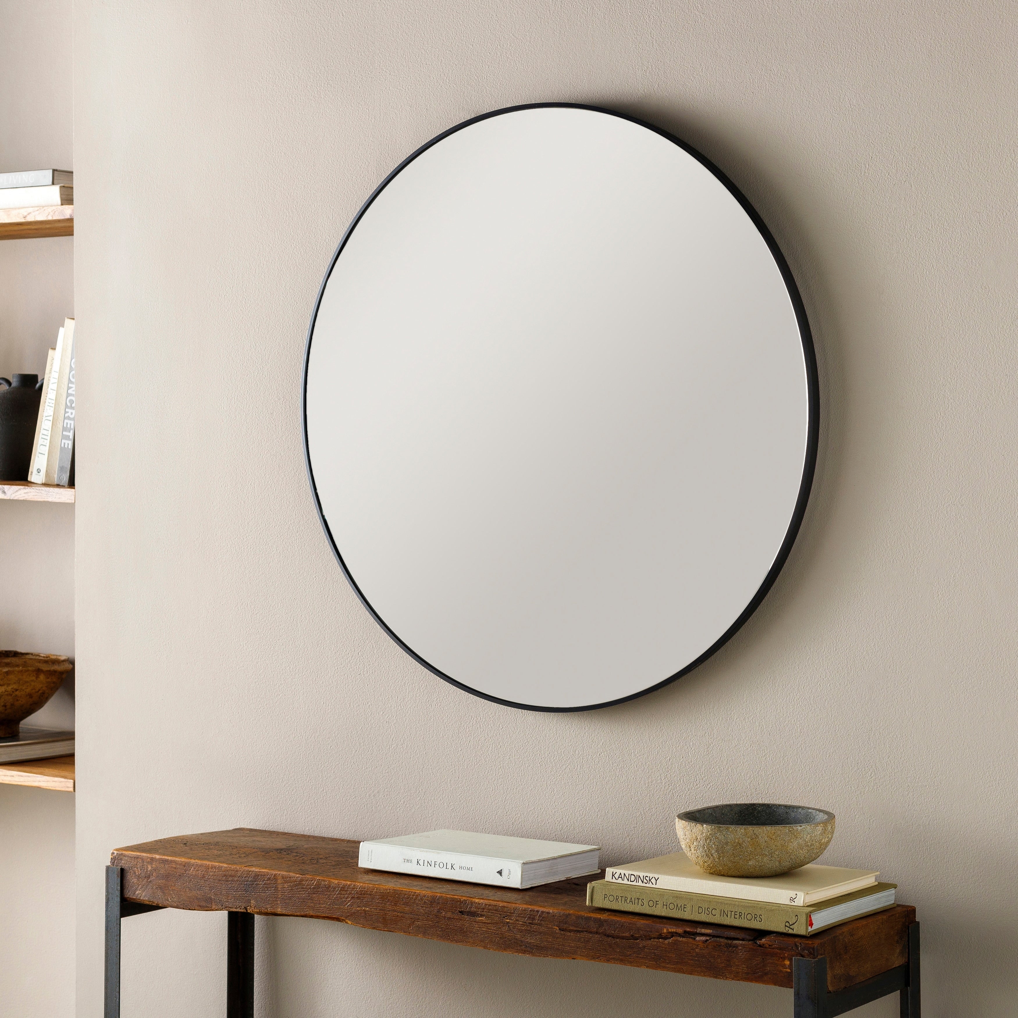 Miroir d'appoint rond en aluminium moderne Livabliss Aranya
