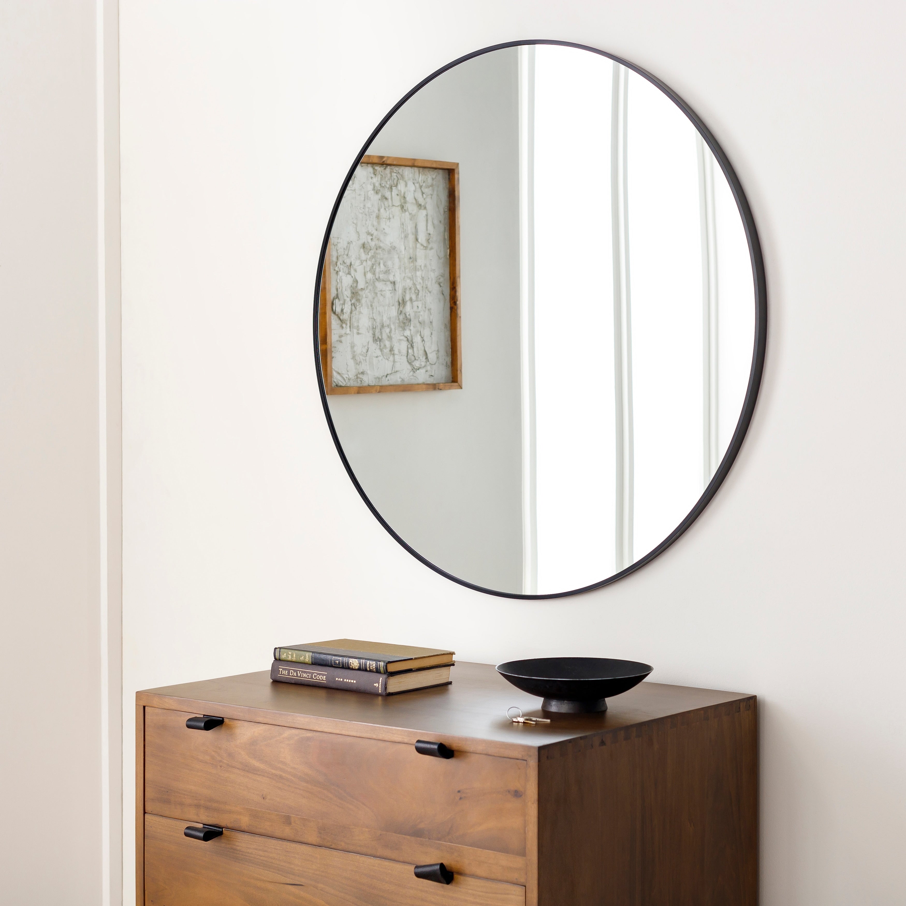 Miroir d'appoint rond en aluminium moderne Livabliss Aranya