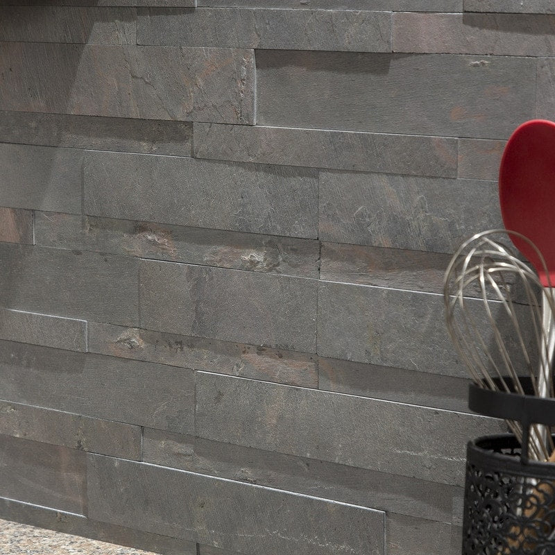 Carrelage de crédence de cuisine en pierre surélevée autocollante Aspect