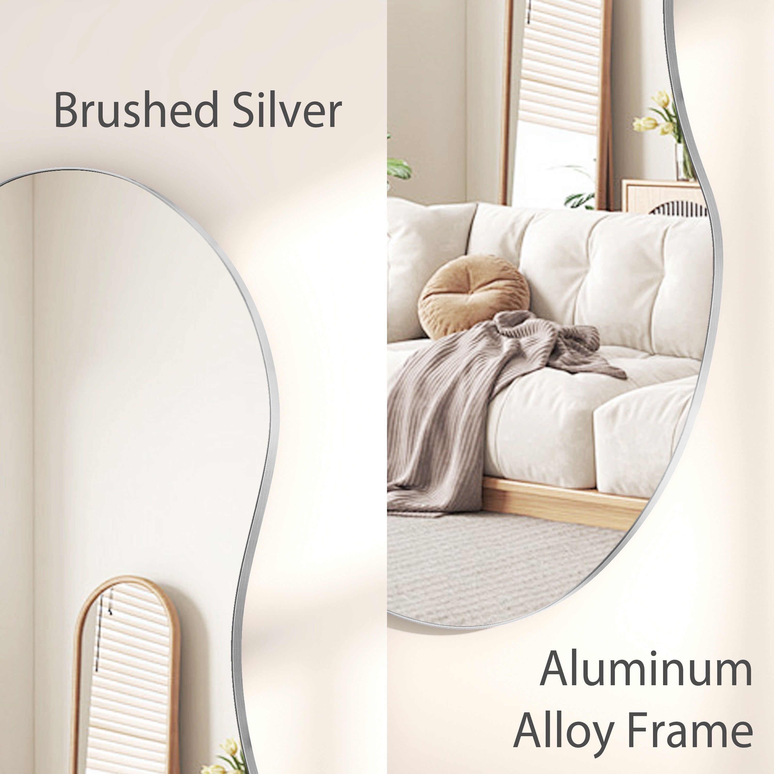 Miroir mural asymétrique ondulé antique