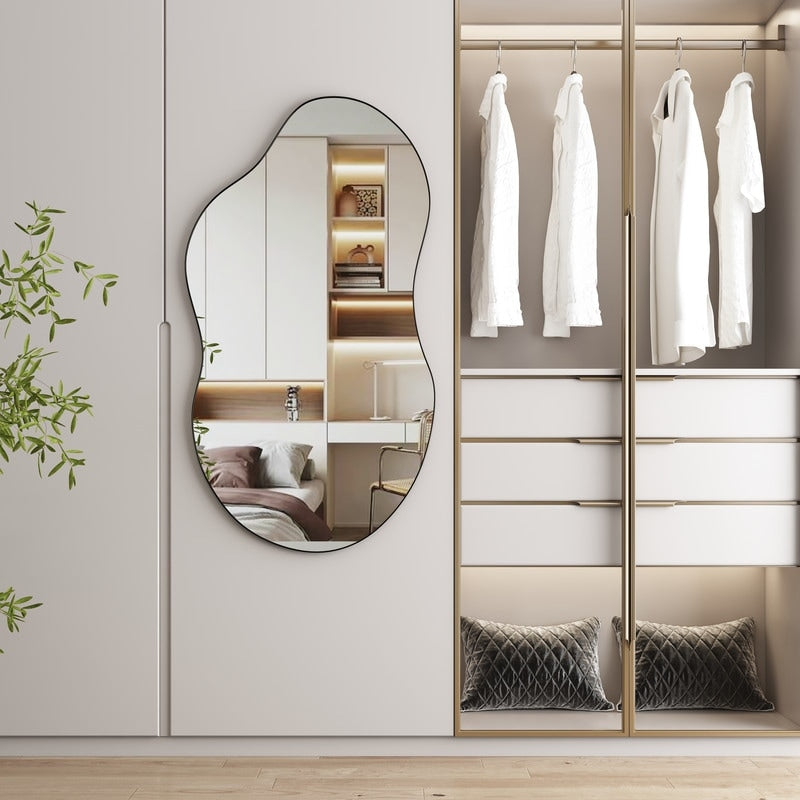 Miroir mural asymétrique ondulé antique