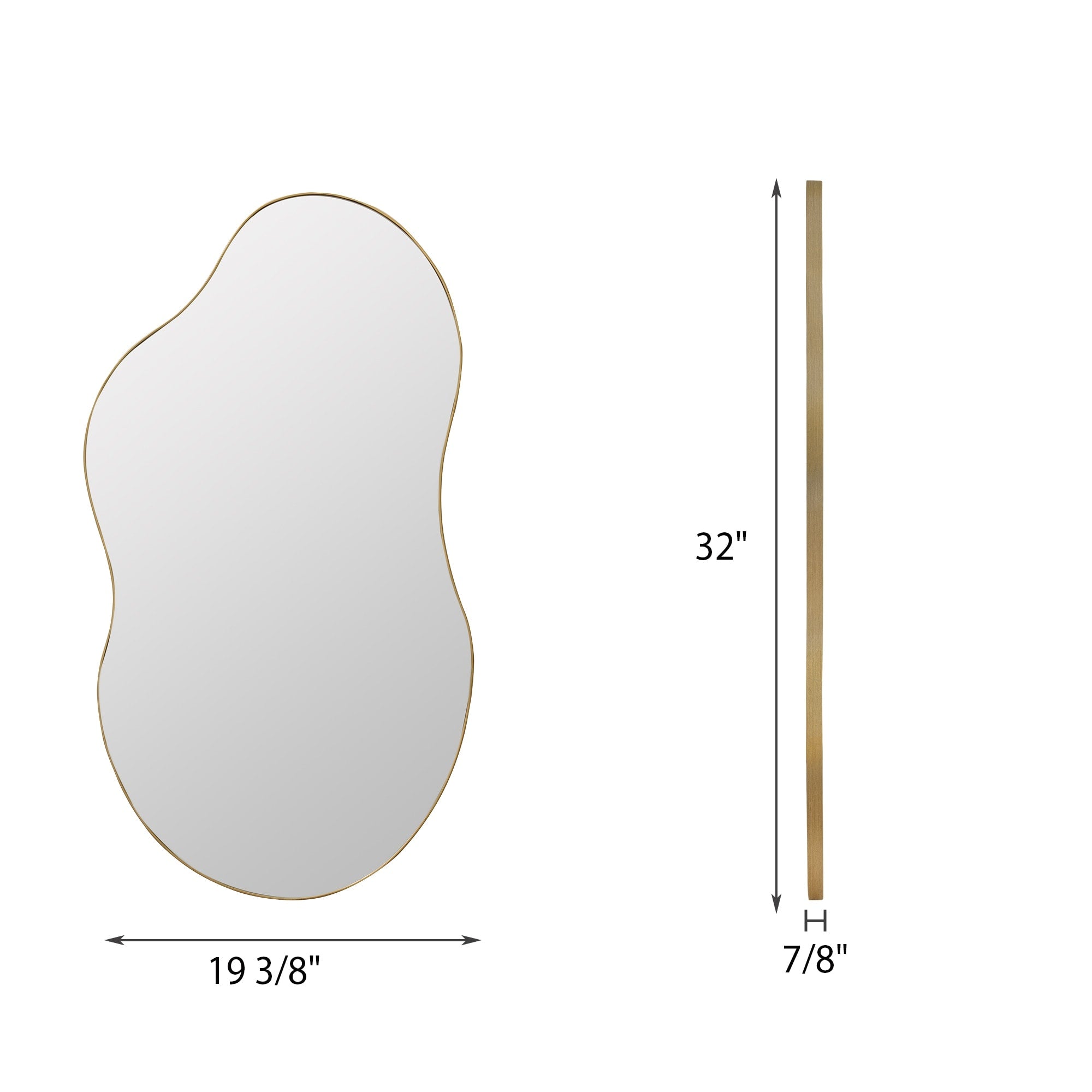 Miroir mural asymétrique ondulé antique