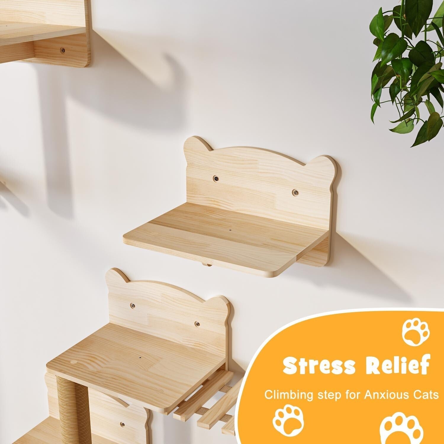 Système d'escalade mural pour chat en pin BOSSIN 9/16/18 pièces - Ensemble d'étagères murales avec lit pour chat, griffoir et tunnel