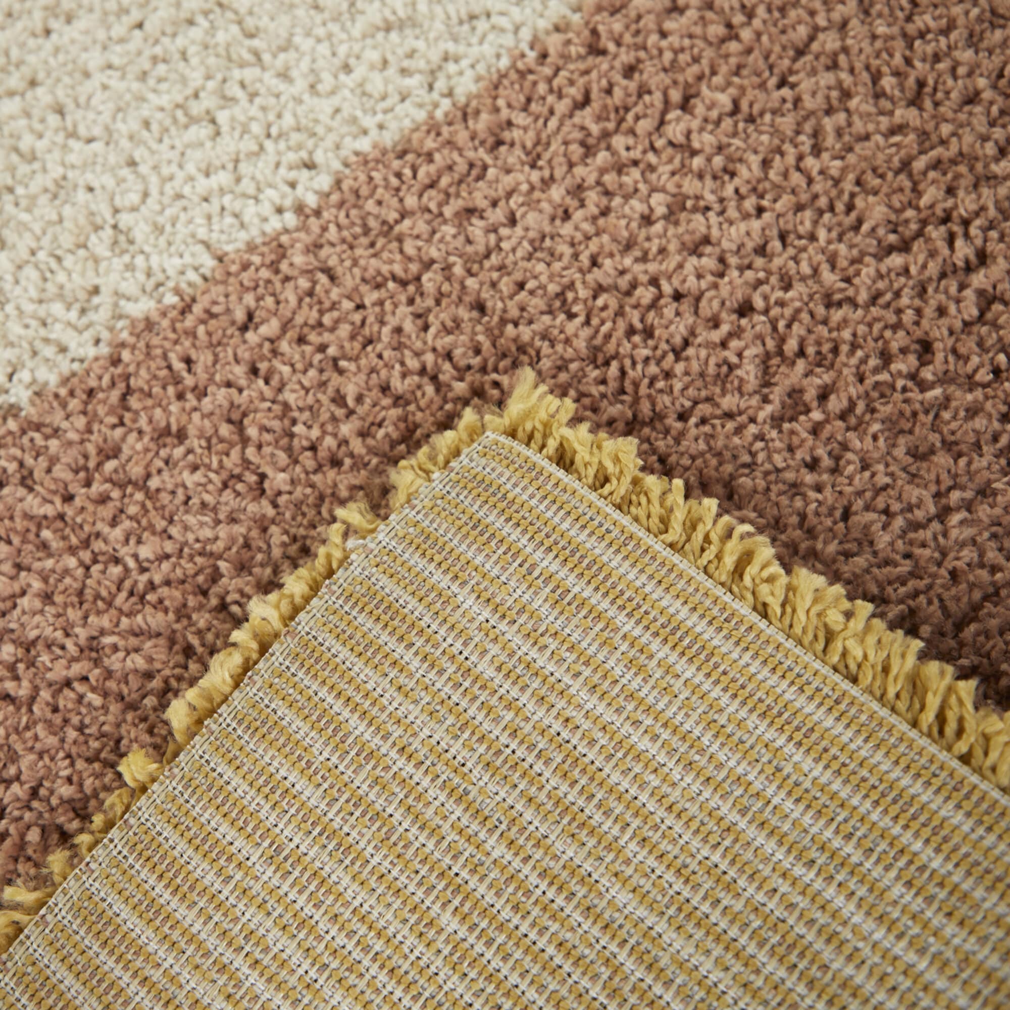 Tapis à poils longs Merril de style moderne du milieu du siècle, à blocs de couleurs