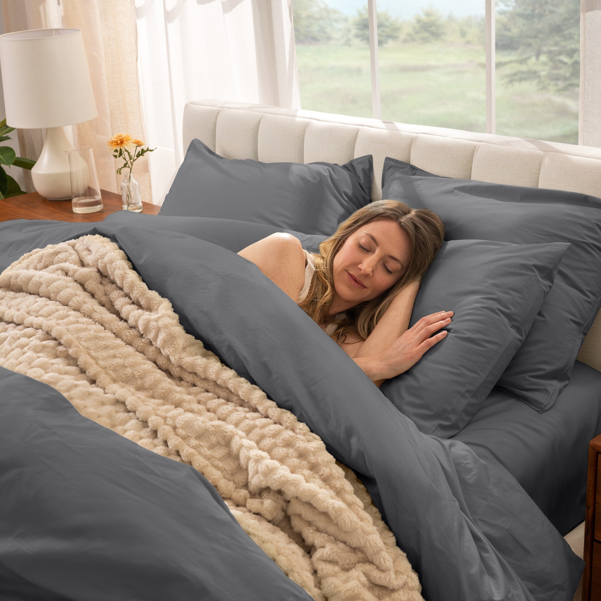 Parure de couette en percale de coton biologique Bare Home