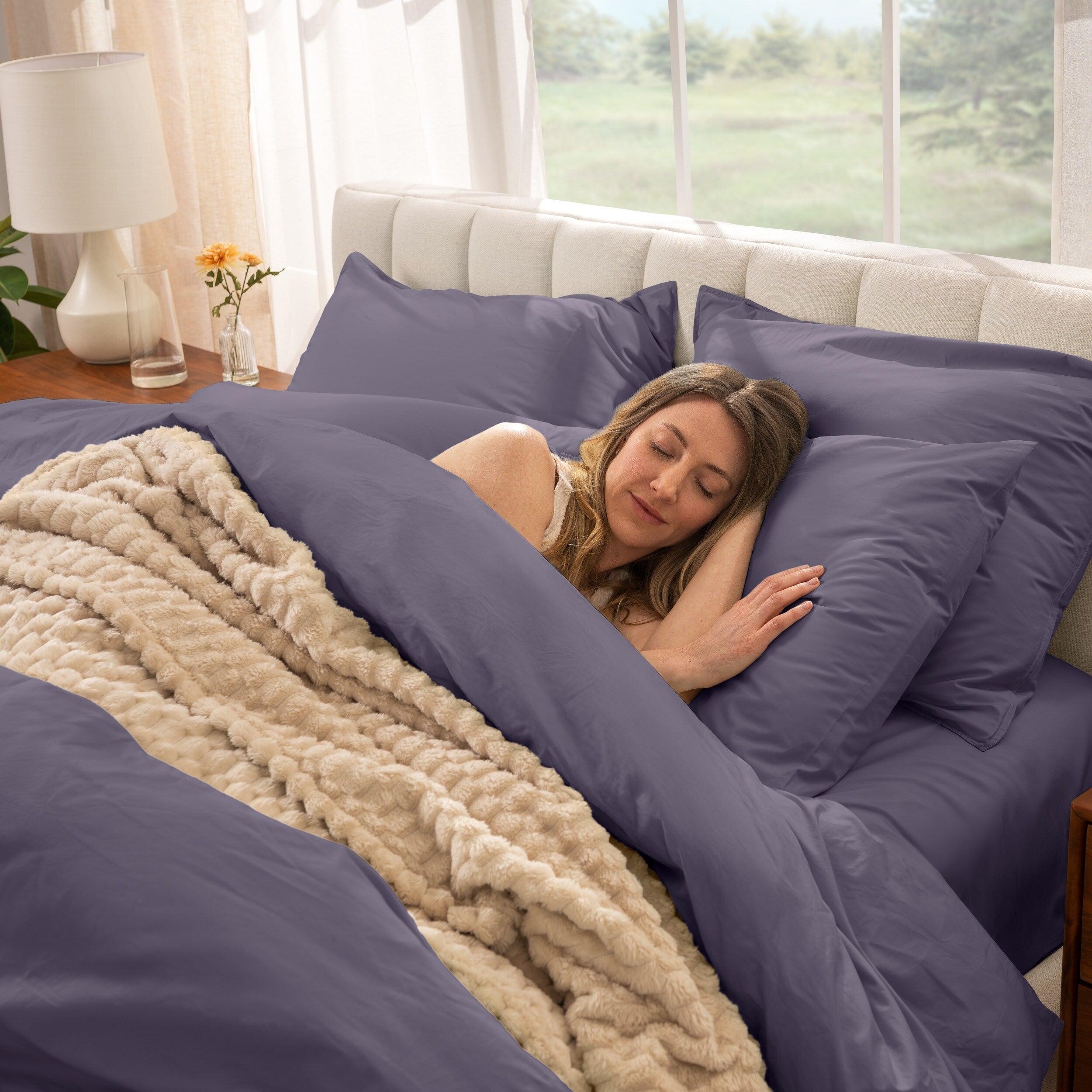 Parure de couette en percale de coton biologique Bare Home