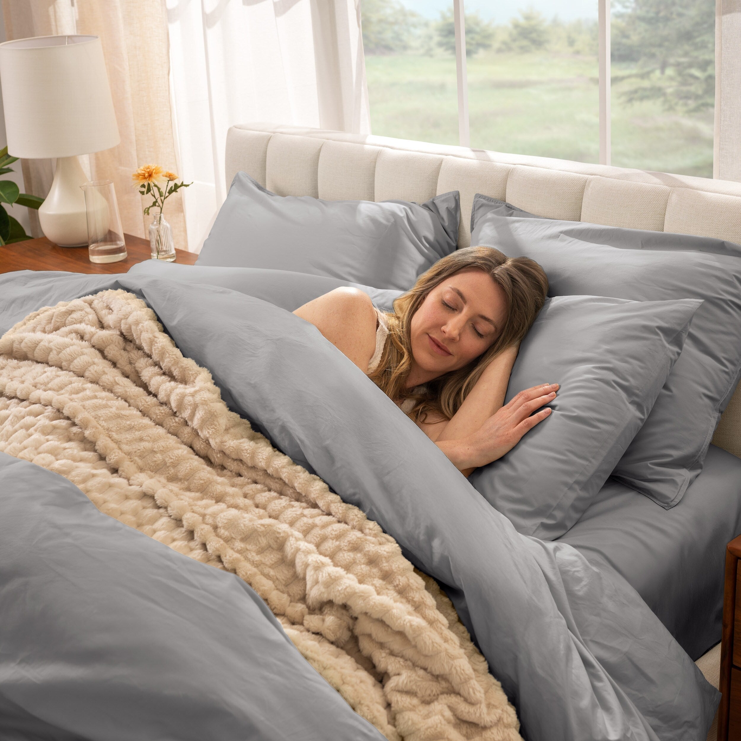 Parure de couette en percale de coton biologique Bare Home