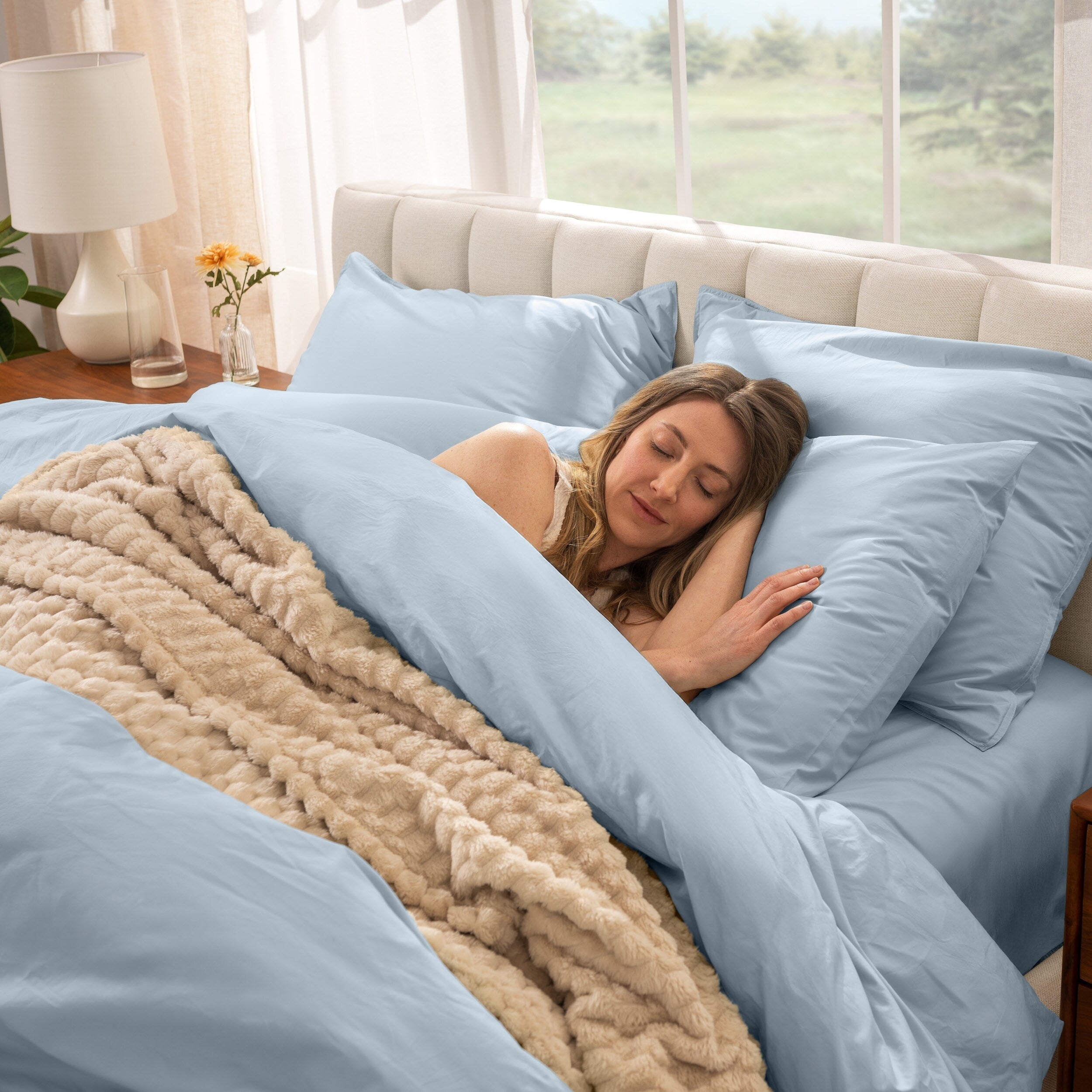 Parure de couette en percale de coton biologique Bare Home