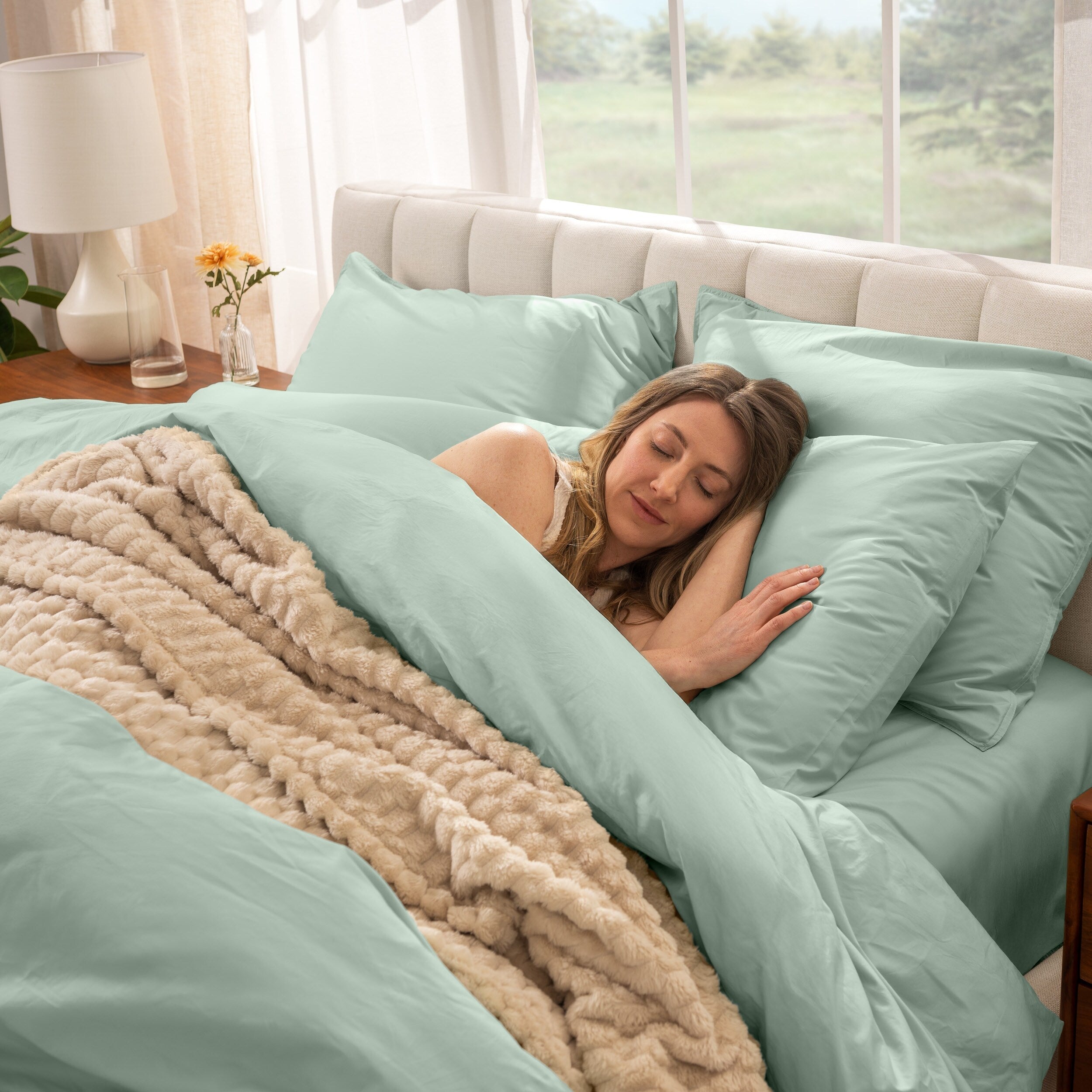 Parure de couette en percale de coton biologique Bare Home