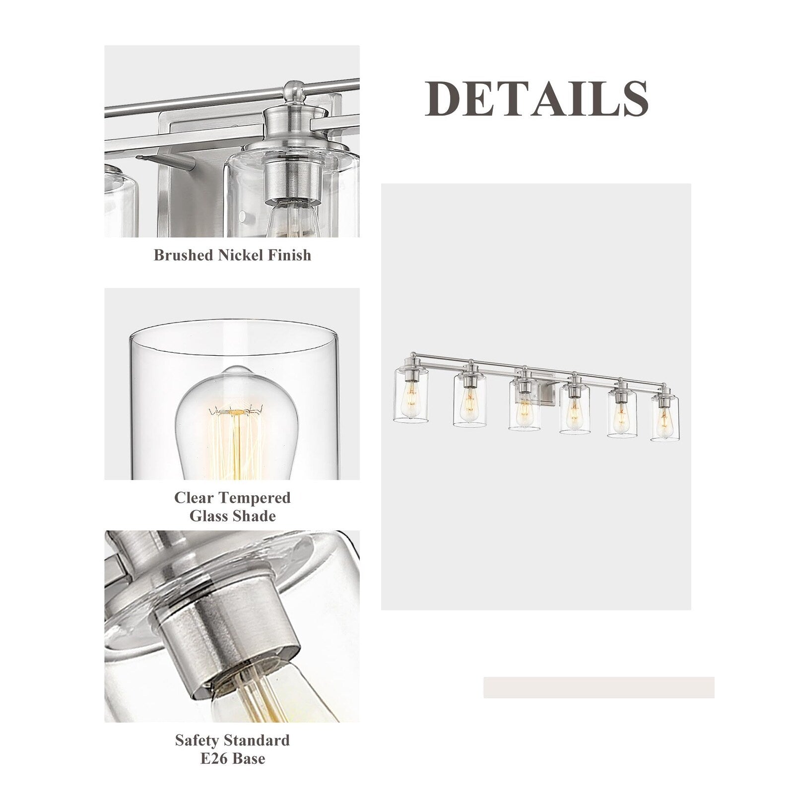 Applique murale sur miroir avec abat-jour en verre transparent