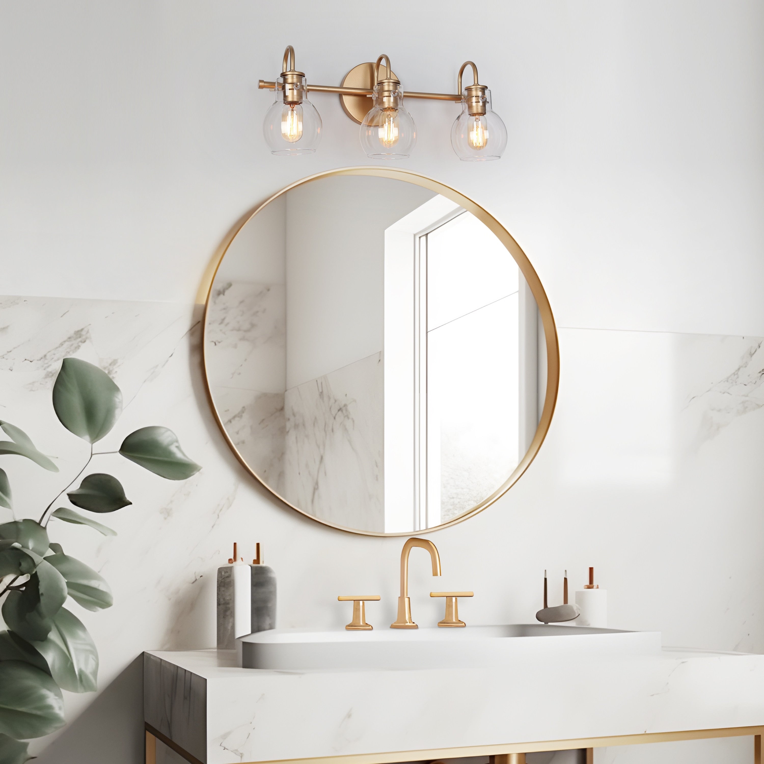 Modern 2/3/4/5-Light Bathroom Vanity Light Globe Glass Wall Sconce Minimalist Design