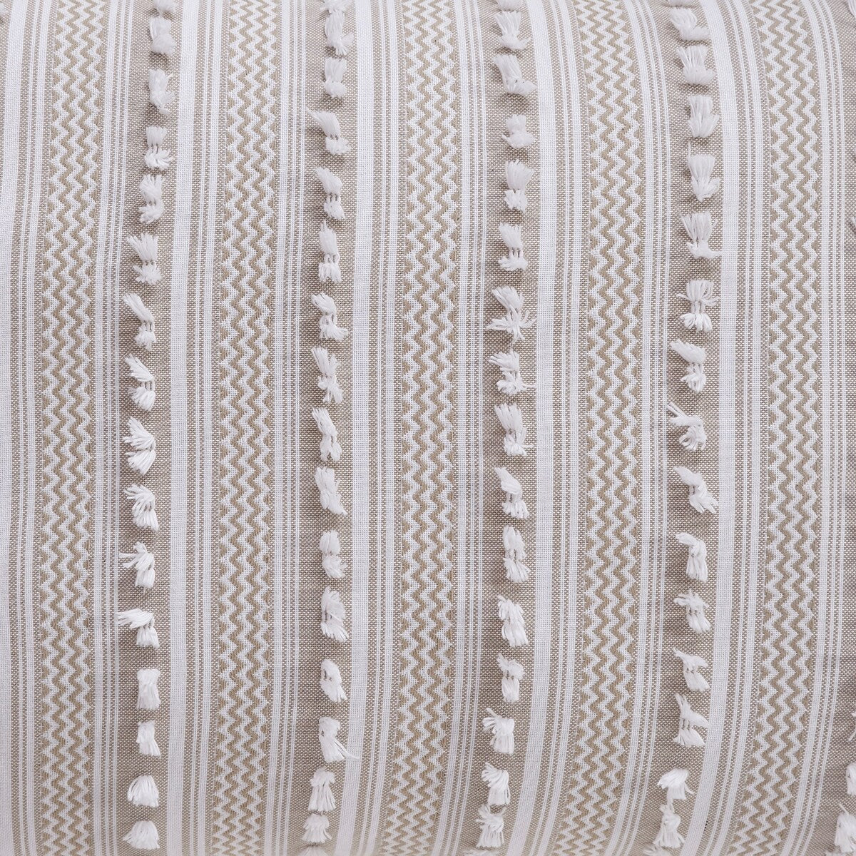 Parure de couette Angelique Better Trends 100 % coton touffeté doux en peluche chenille élégante à rayures lavable en machine et sèche-linge