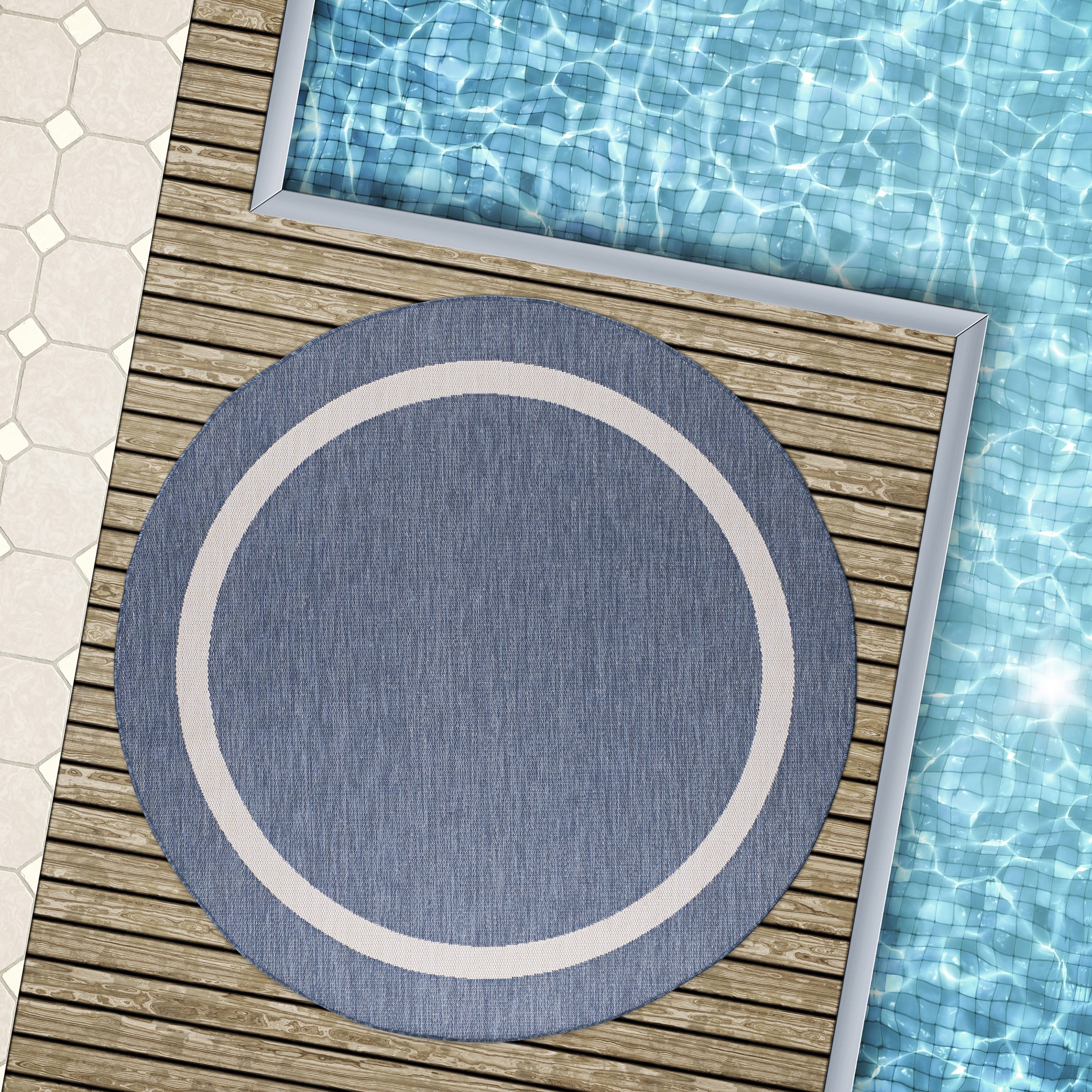 Tapis d'intérieur/extérieur moderne à bordures Beverly Rug, moquette d'extérieur pour patio, terrasse, porche