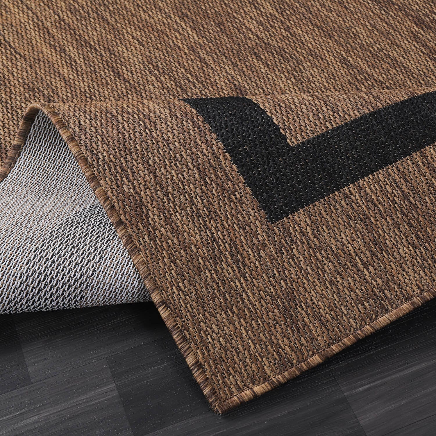 Tapis d'intérieur/extérieur moderne à bordures Beverly Rug, moquette d'extérieur pour patio, terrasse, porche