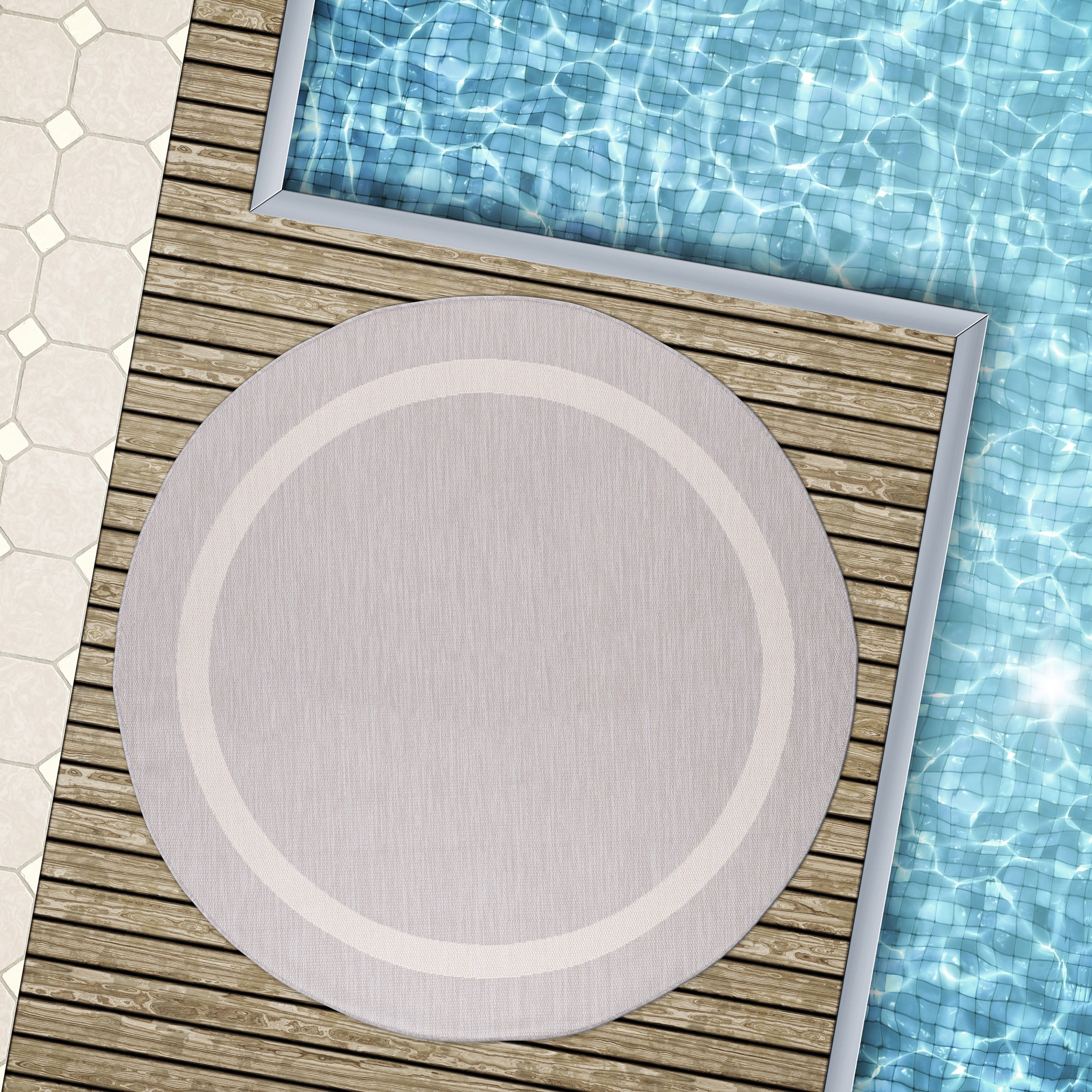 Tapis d'intérieur/extérieur moderne à bordures Beverly Rug, moquette d'extérieur pour patio, terrasse, porche