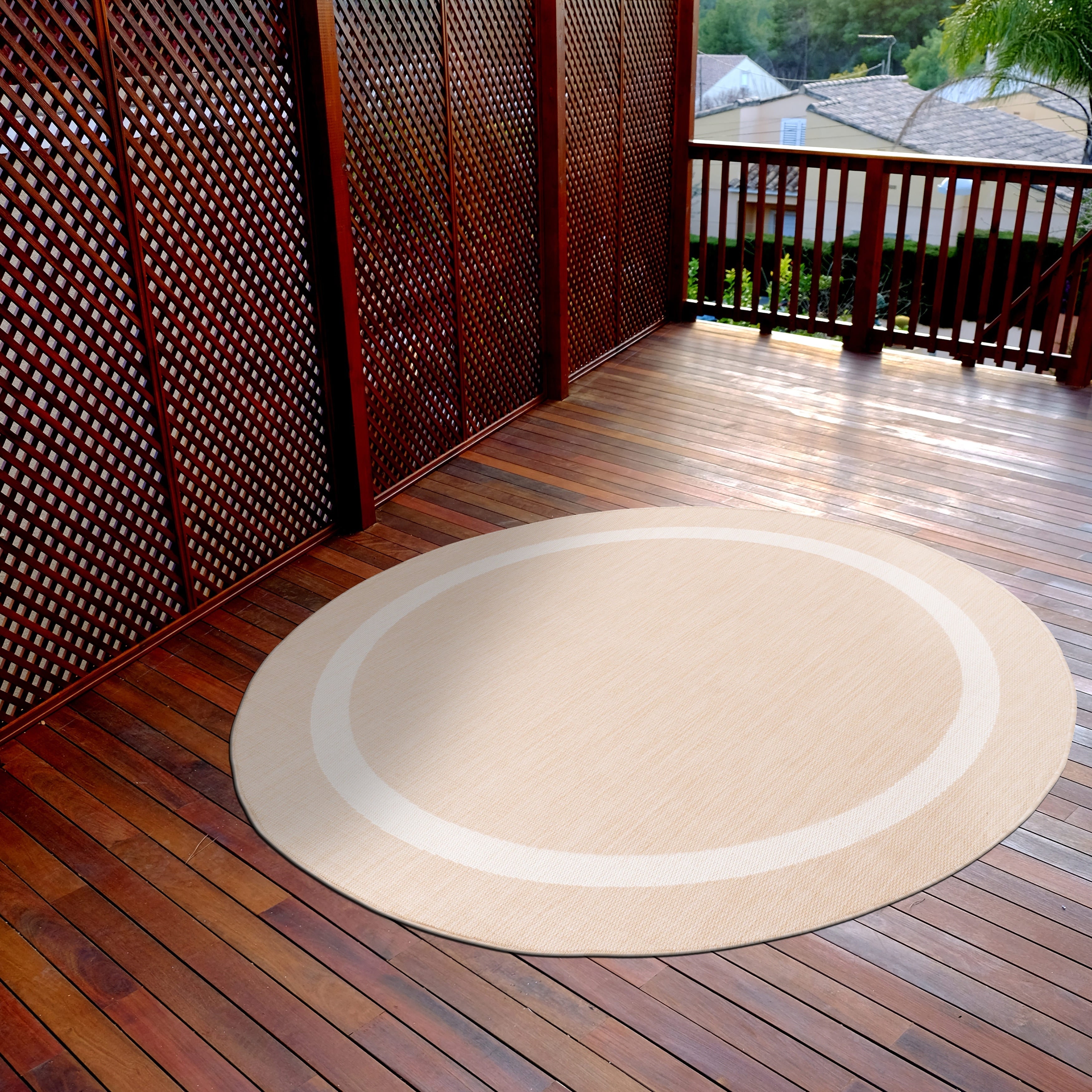 Tapis d'intérieur/extérieur moderne à bordures Beverly Rug, moquette d'extérieur pour patio, terrasse, porche