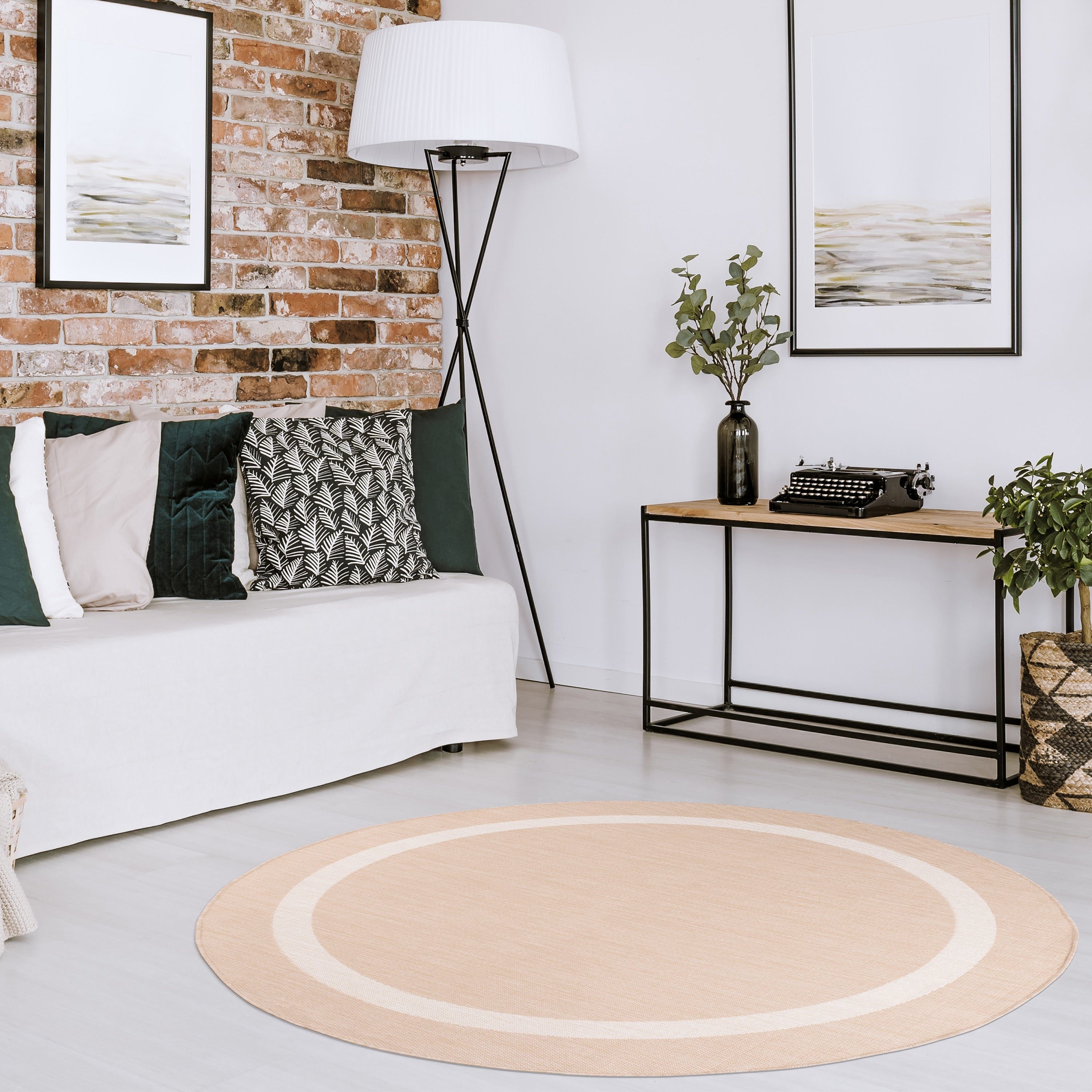 Tapis d'intérieur/extérieur moderne à bordures Beverly Rug, moquette d'extérieur pour patio, terrasse, porche