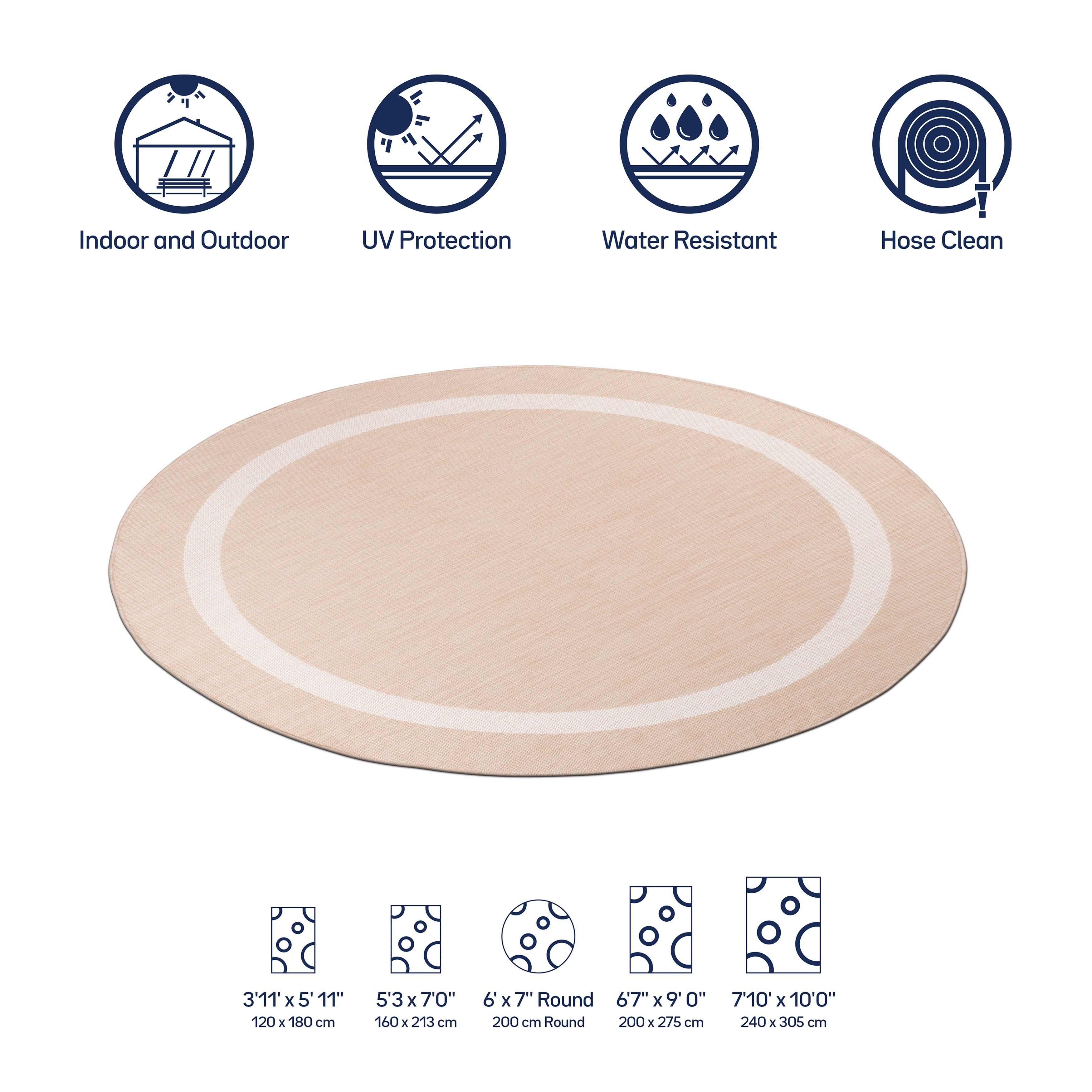 Tapis d'intérieur/extérieur moderne à bordures Beverly Rug, moquette d'extérieur pour patio, terrasse, porche