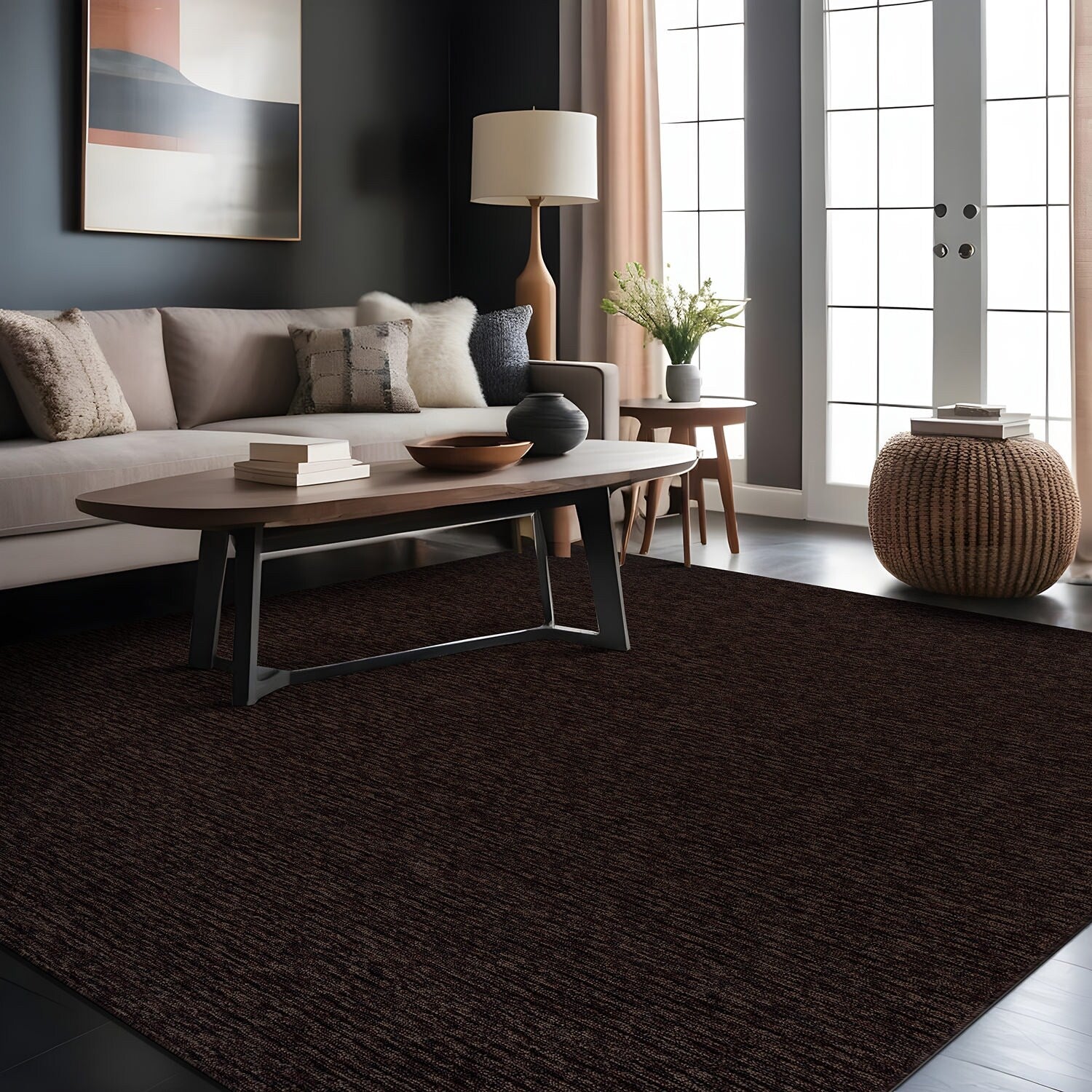 Tapis d'intérieur lavable et antidérapant Beverly Rug, couleur unie