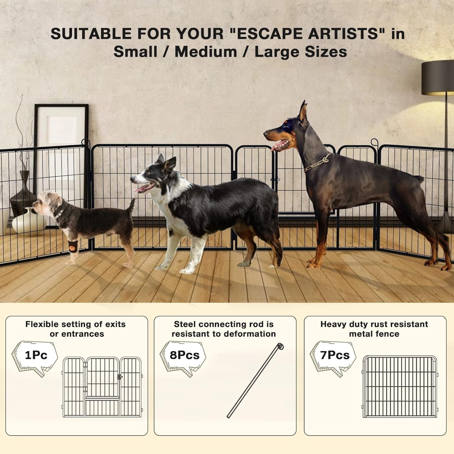 Parc pour chien Bossin, chenil, cage, clôture, parc d'exercice avec portes, 8/16/24 panneaux