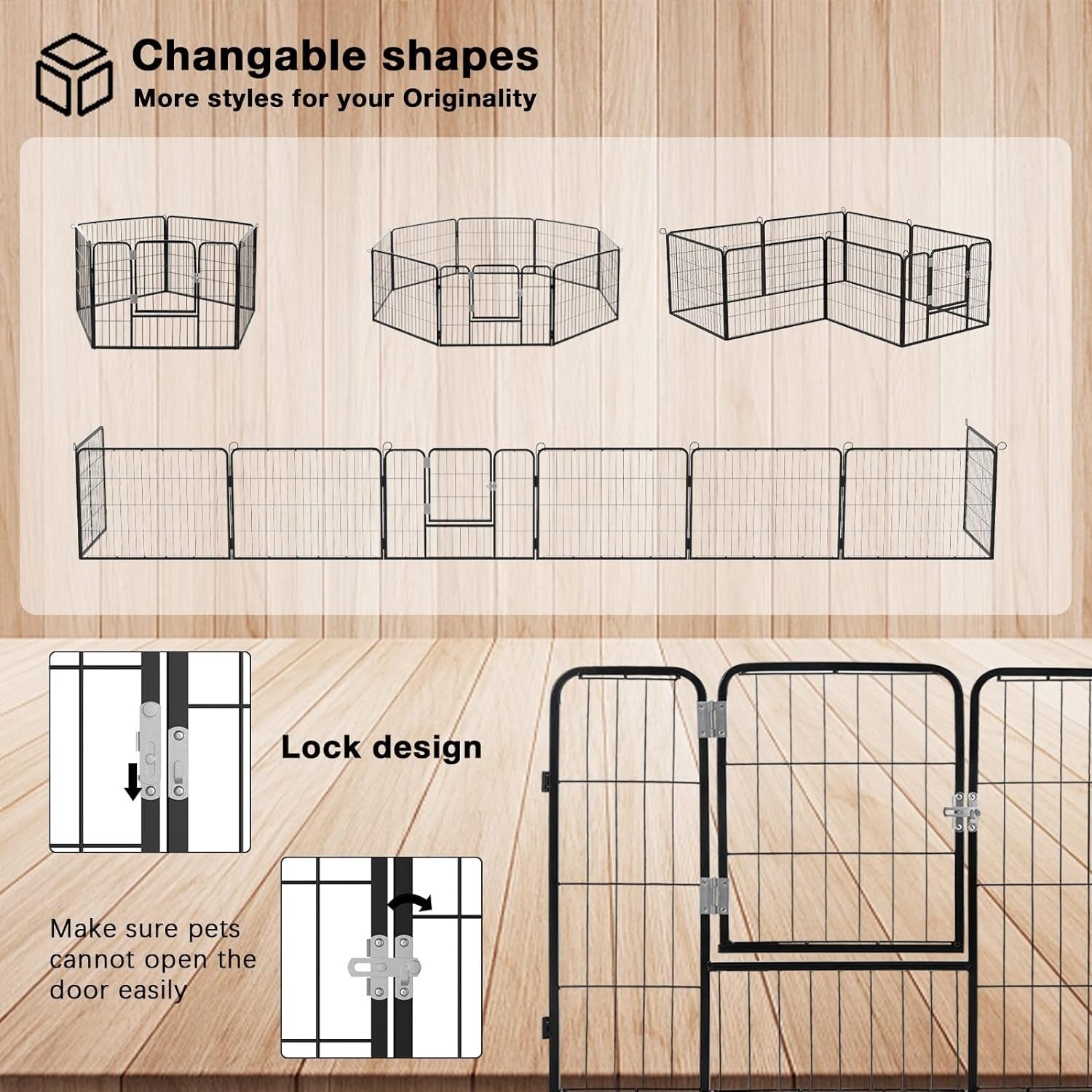 Parc pour chien Bossin, chenil, cage, clôture, parc d'exercice avec portes, 8/16/24 panneaux