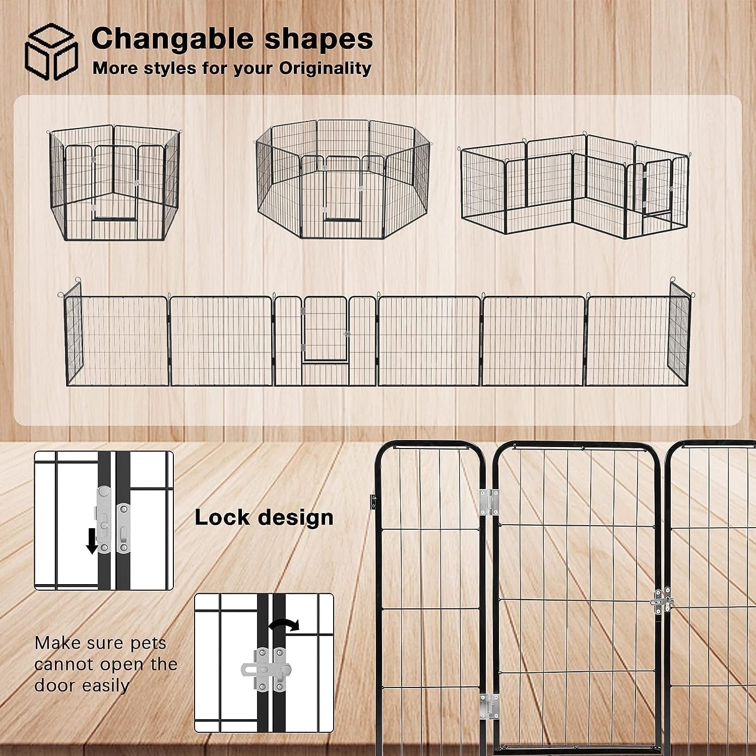Parc pour chien Bossin, chenil, cage, clôture, parc d'exercice avec portes, 8/16/24 panneaux