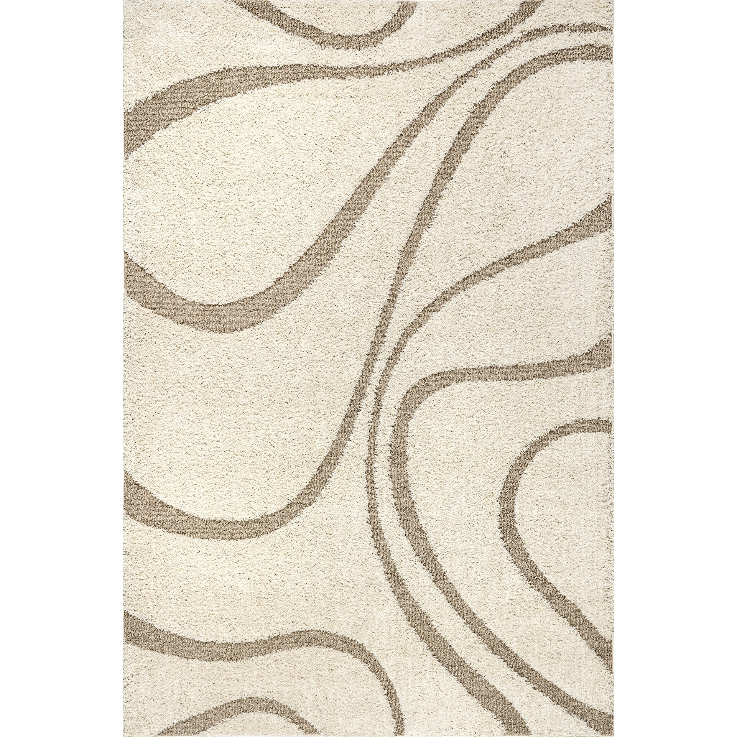 Tapis Shag contemporain Nuloom Krista à motifs tourbillonnants