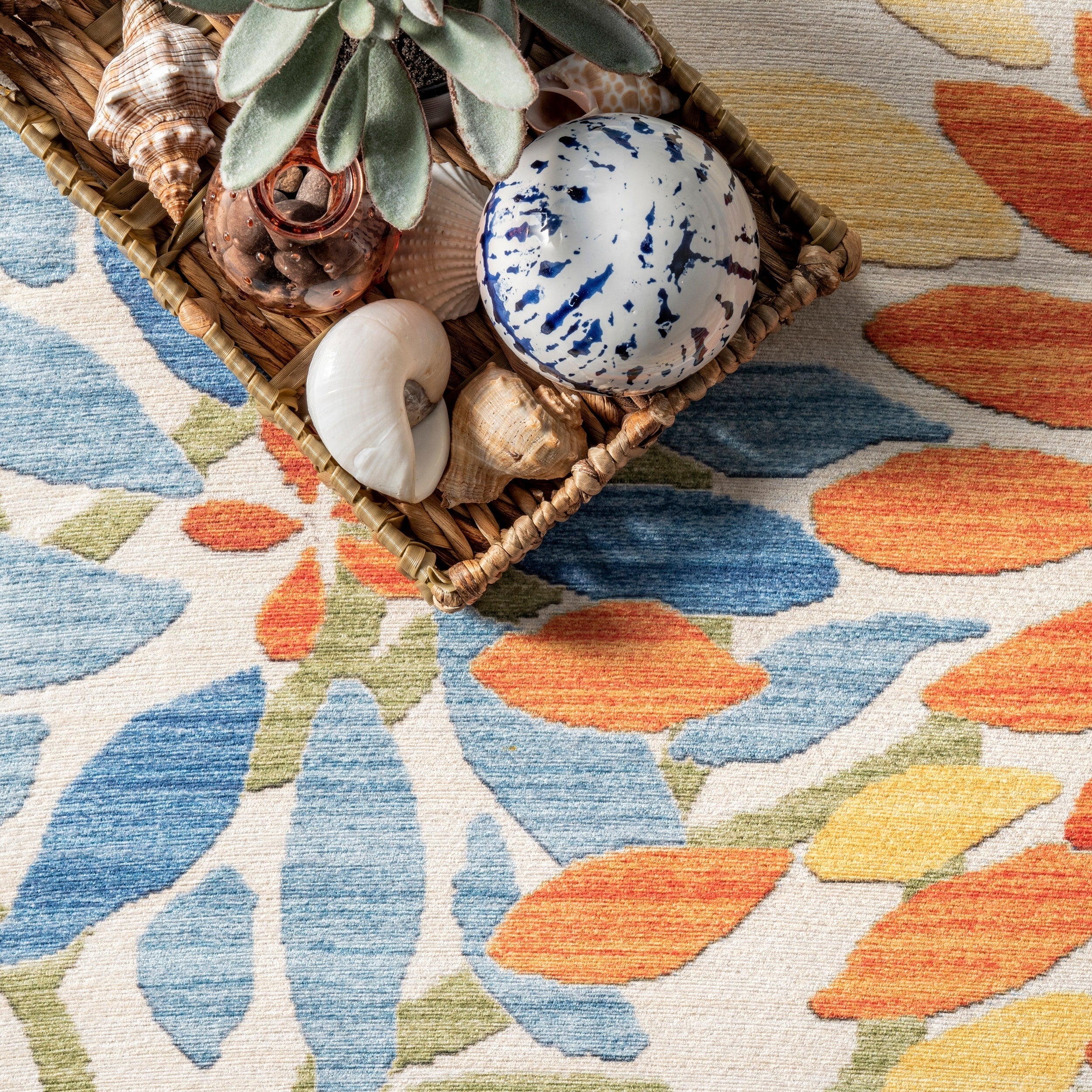 Tapis d'intérieur/extérieur lavable en machine à motif floral Nuloom Rosana