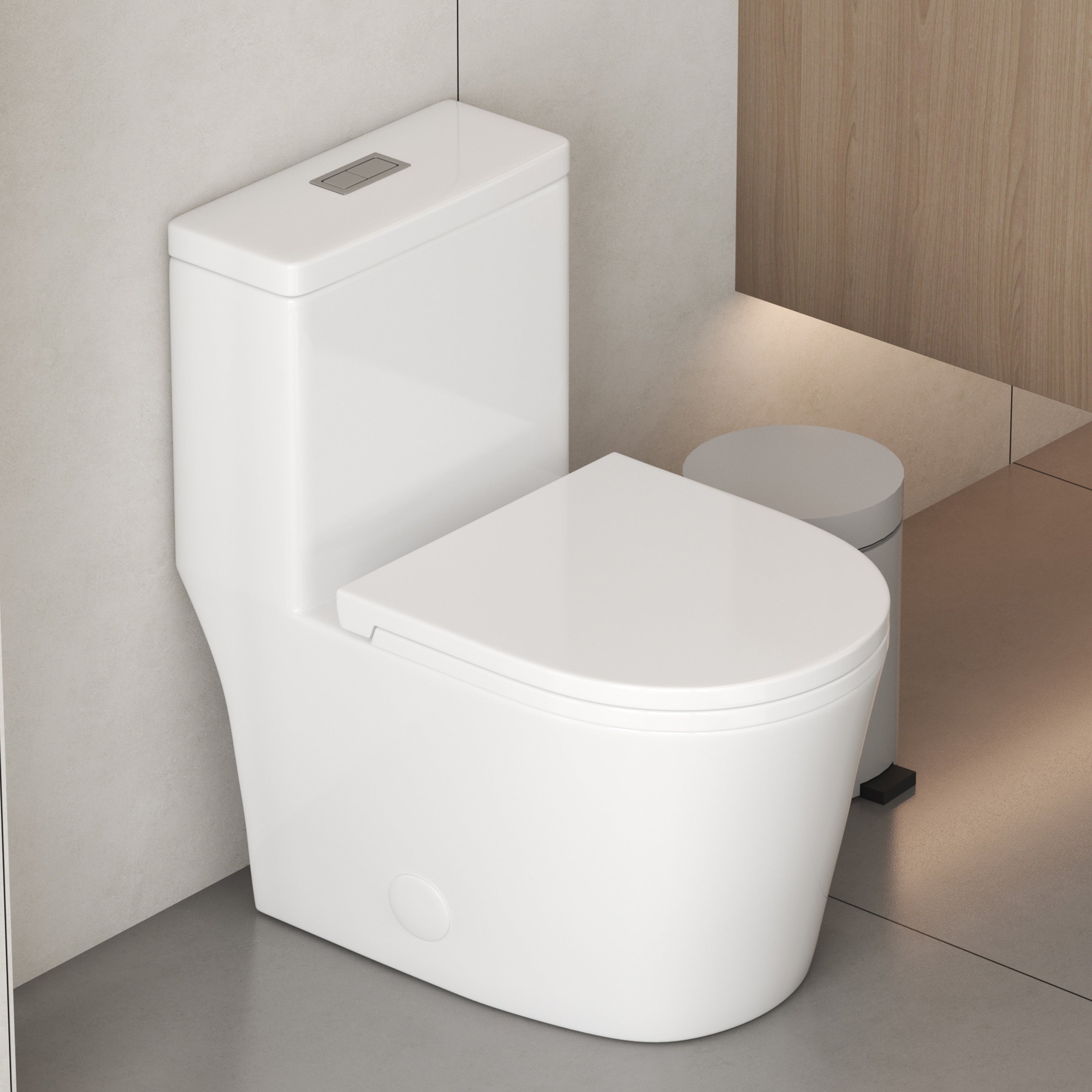 Toilette compacte monobloc CB HOME 24 po, siphon moderne à double chasse, siège à fermeture douce, hauteur confortable 16,5 po