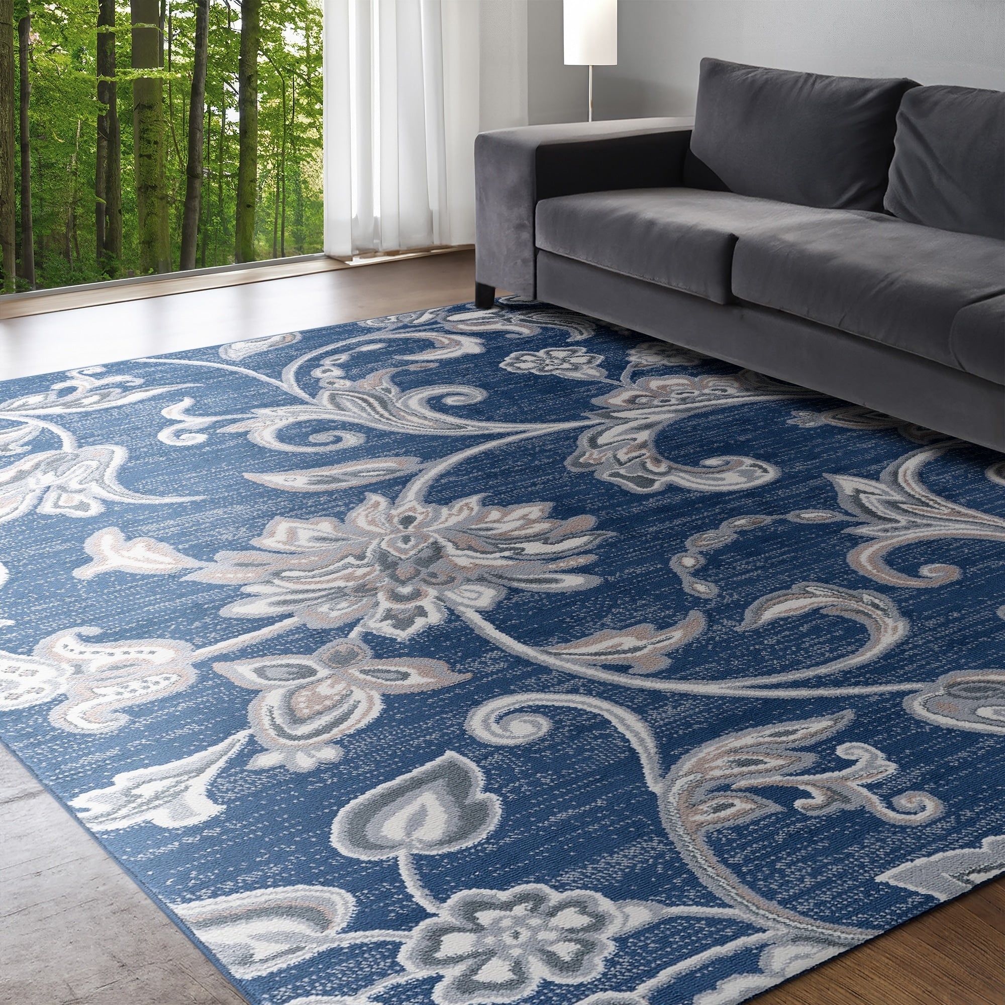 Tapis d'intérieur transitionnel à motifs floraux et botaniques Carrington