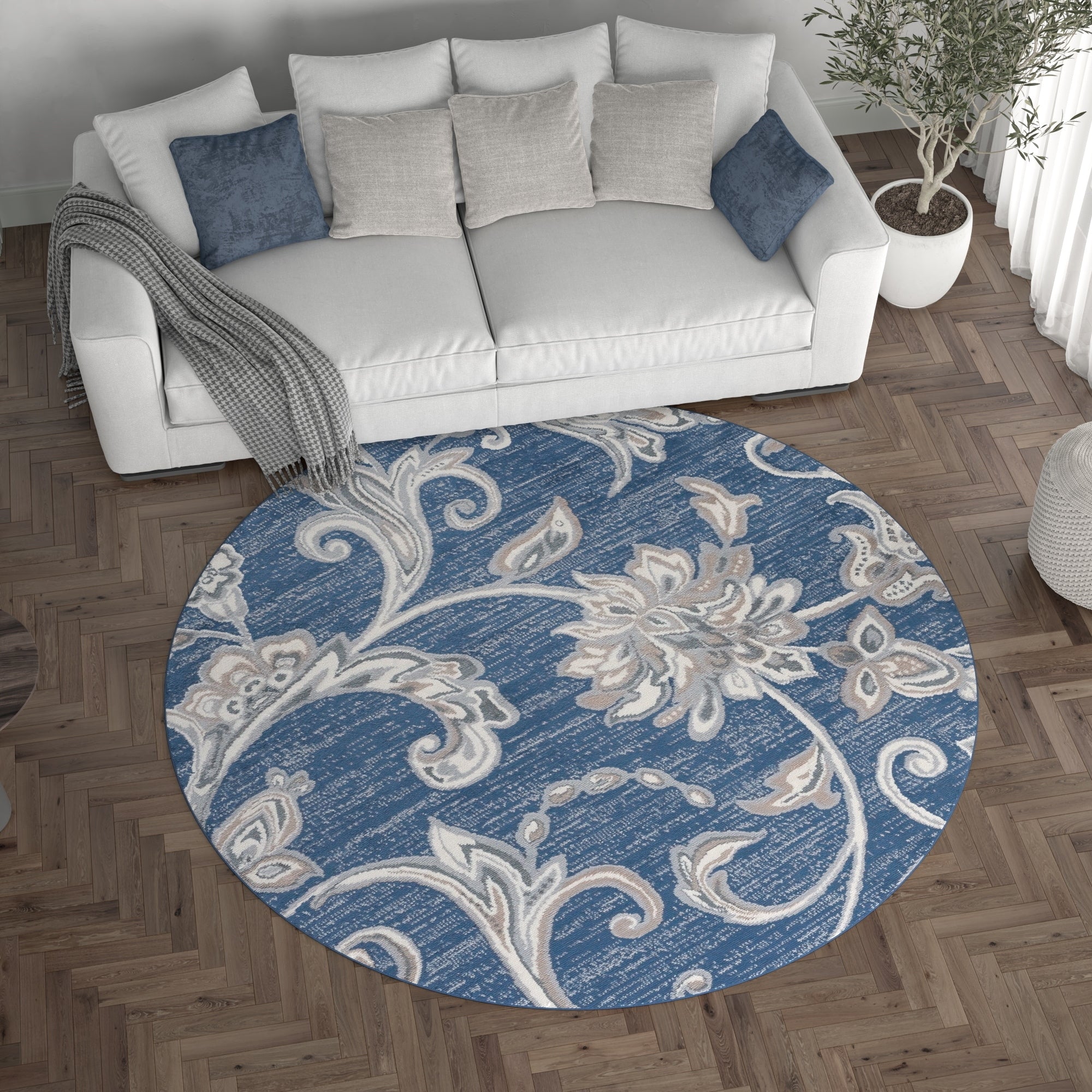 Tapis d'intérieur transitionnel à motifs floraux et botaniques Carrington