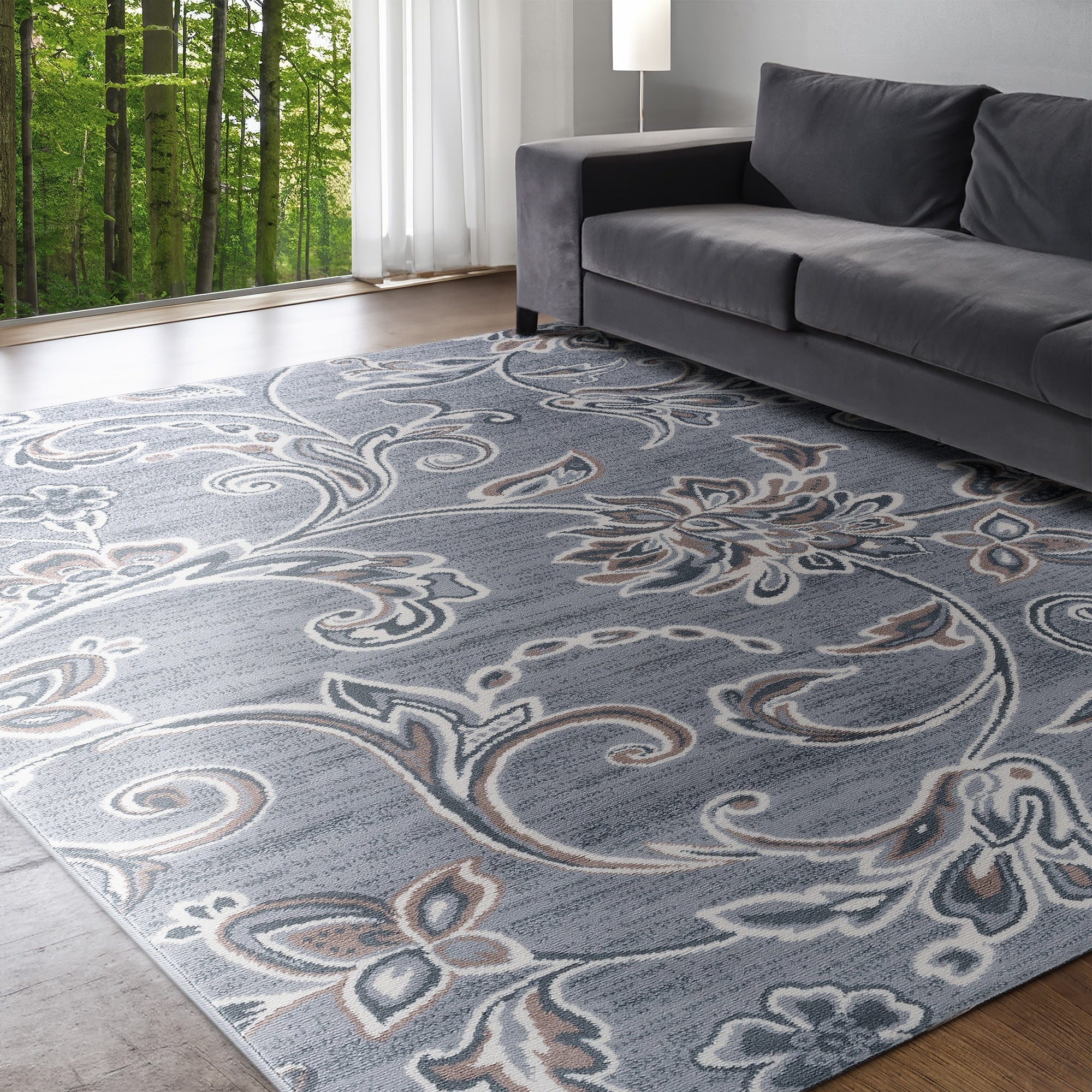 Tapis d'intérieur transitionnel à motifs floraux et botaniques Carrington