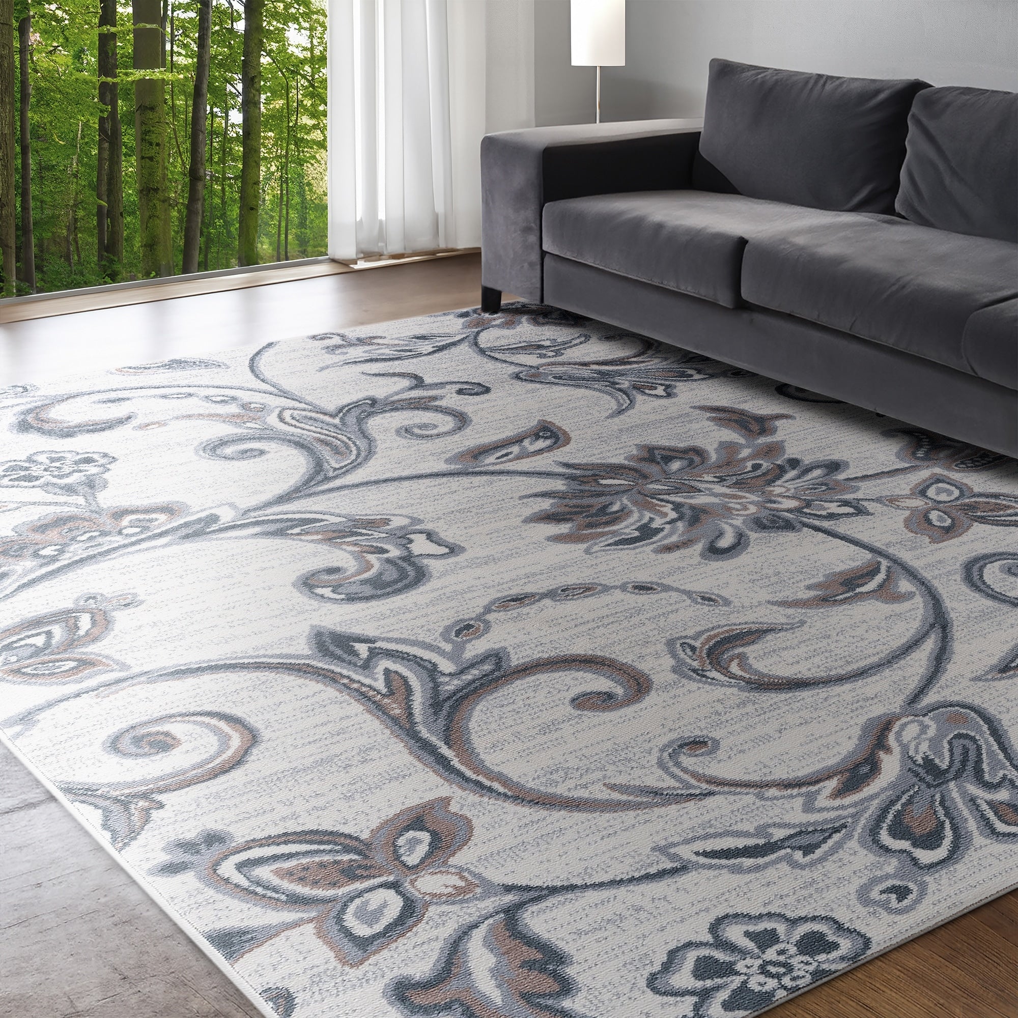 Tapis d'intérieur transitionnel à motifs floraux et botaniques Carrington