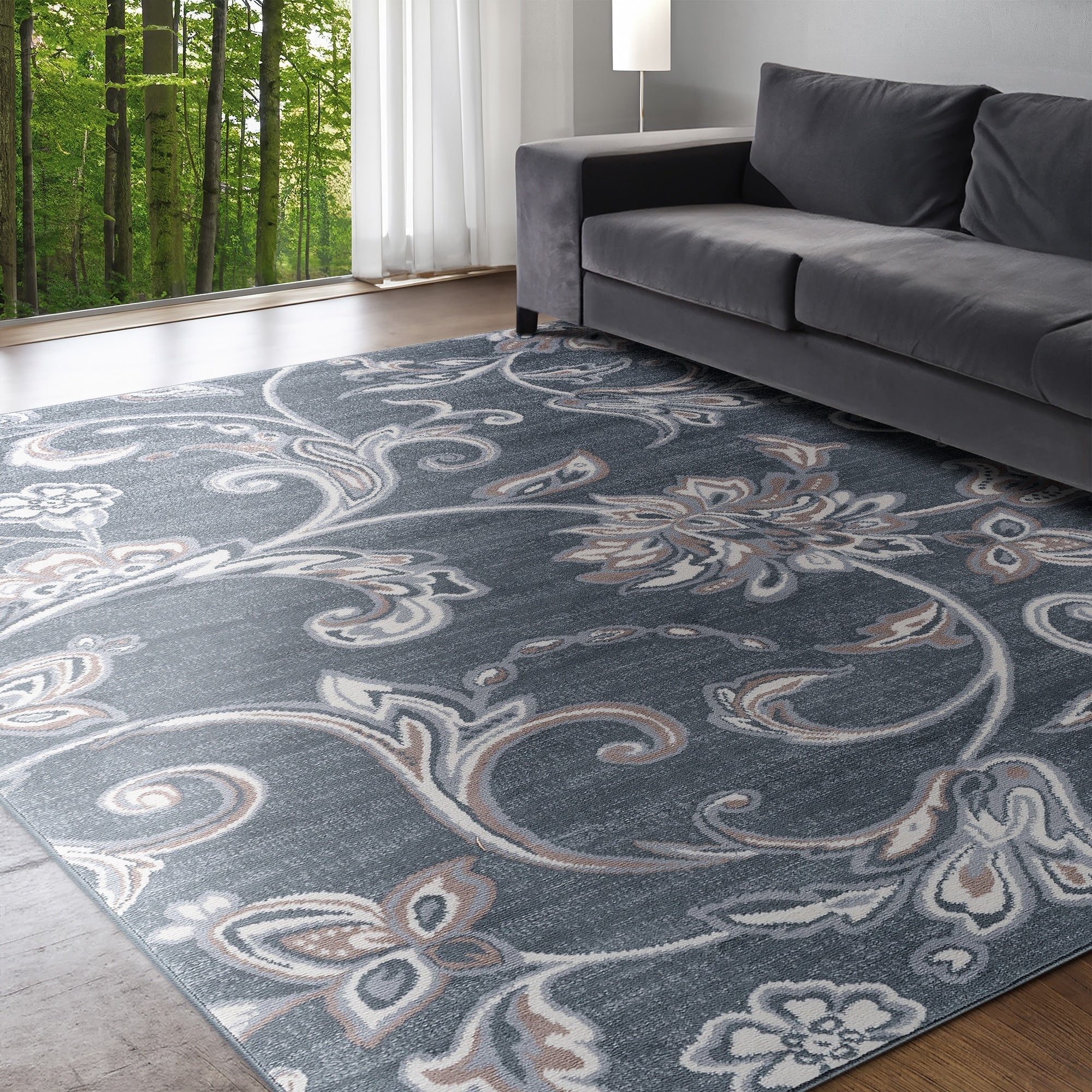 Tapis d'intérieur transitionnel à motifs floraux et botaniques Carrington