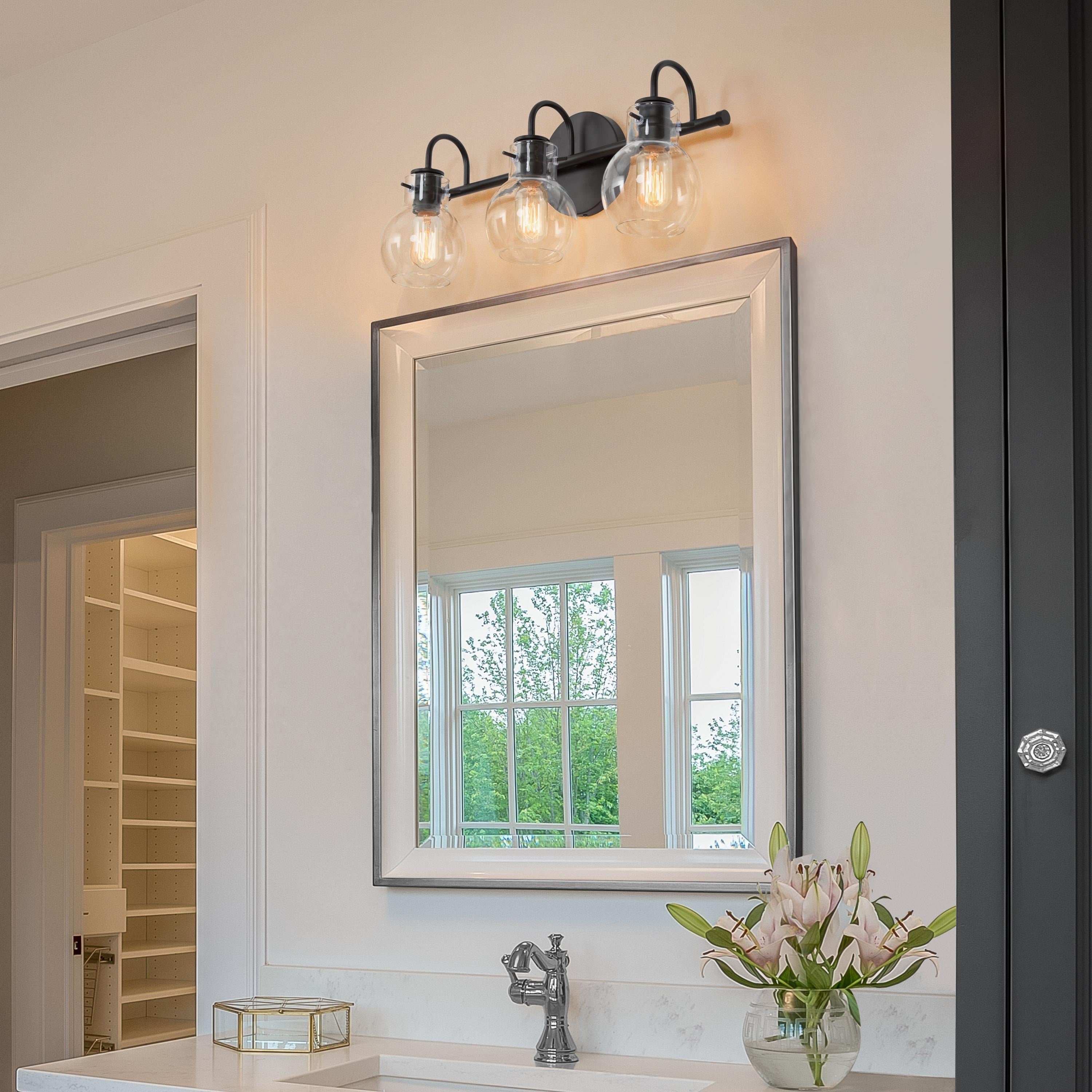 Applique murale moderne en verre à 3 lumières pour salle de bain