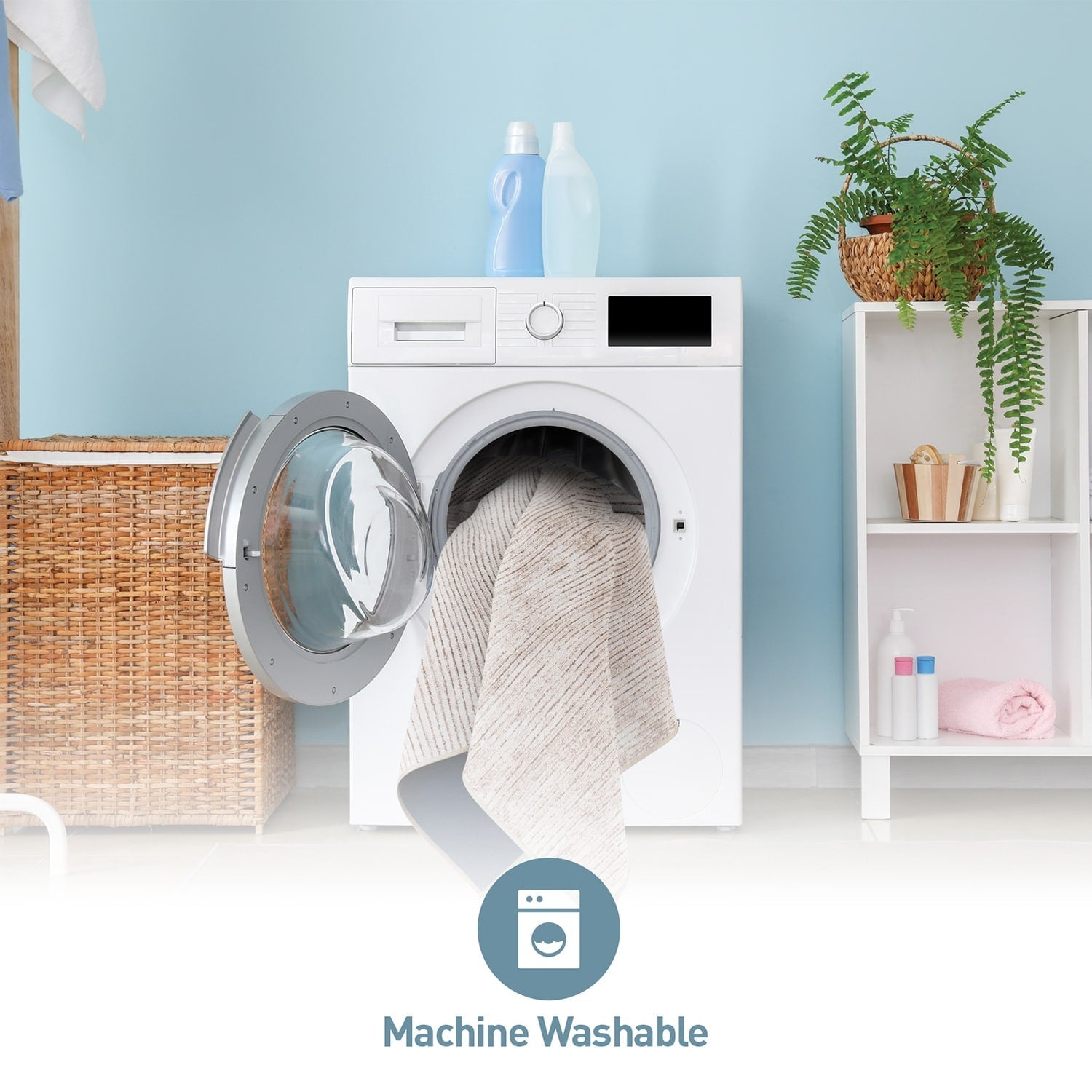 Tapis contemporain à rayures vieillies lavable en machine