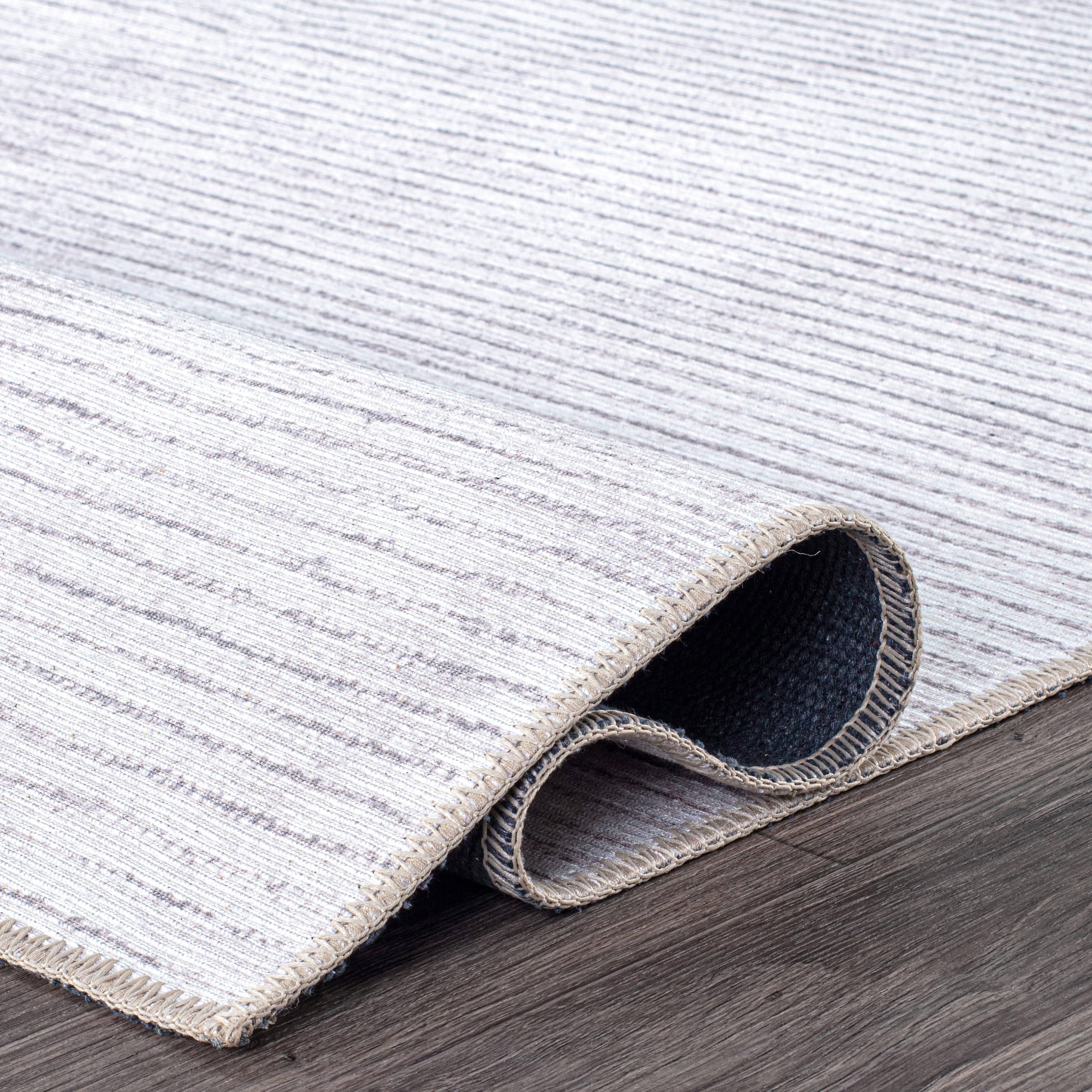 Tapis contemporain à rayures vieillies lavable en machine