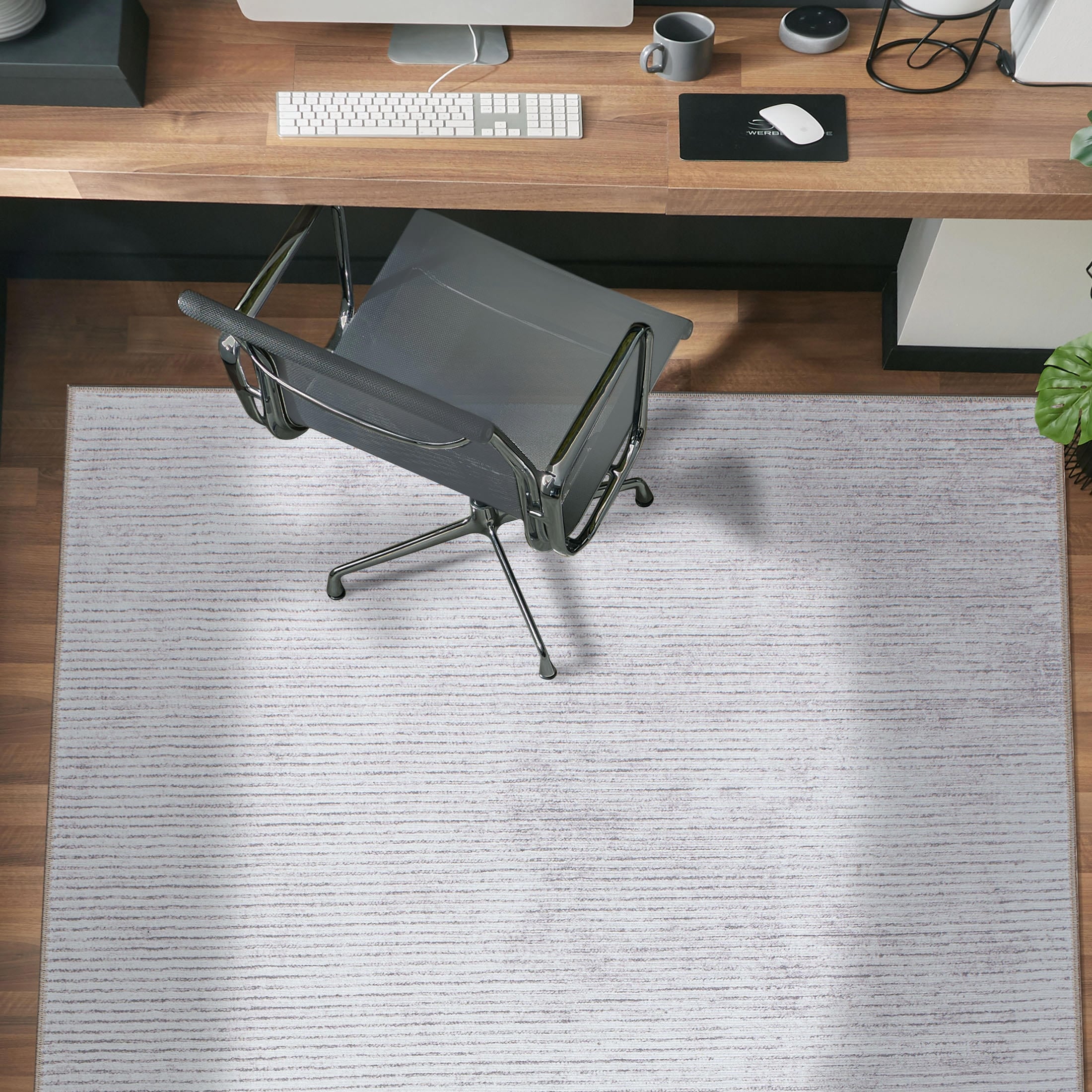 Tapis contemporain à rayures vieillies lavable en machine