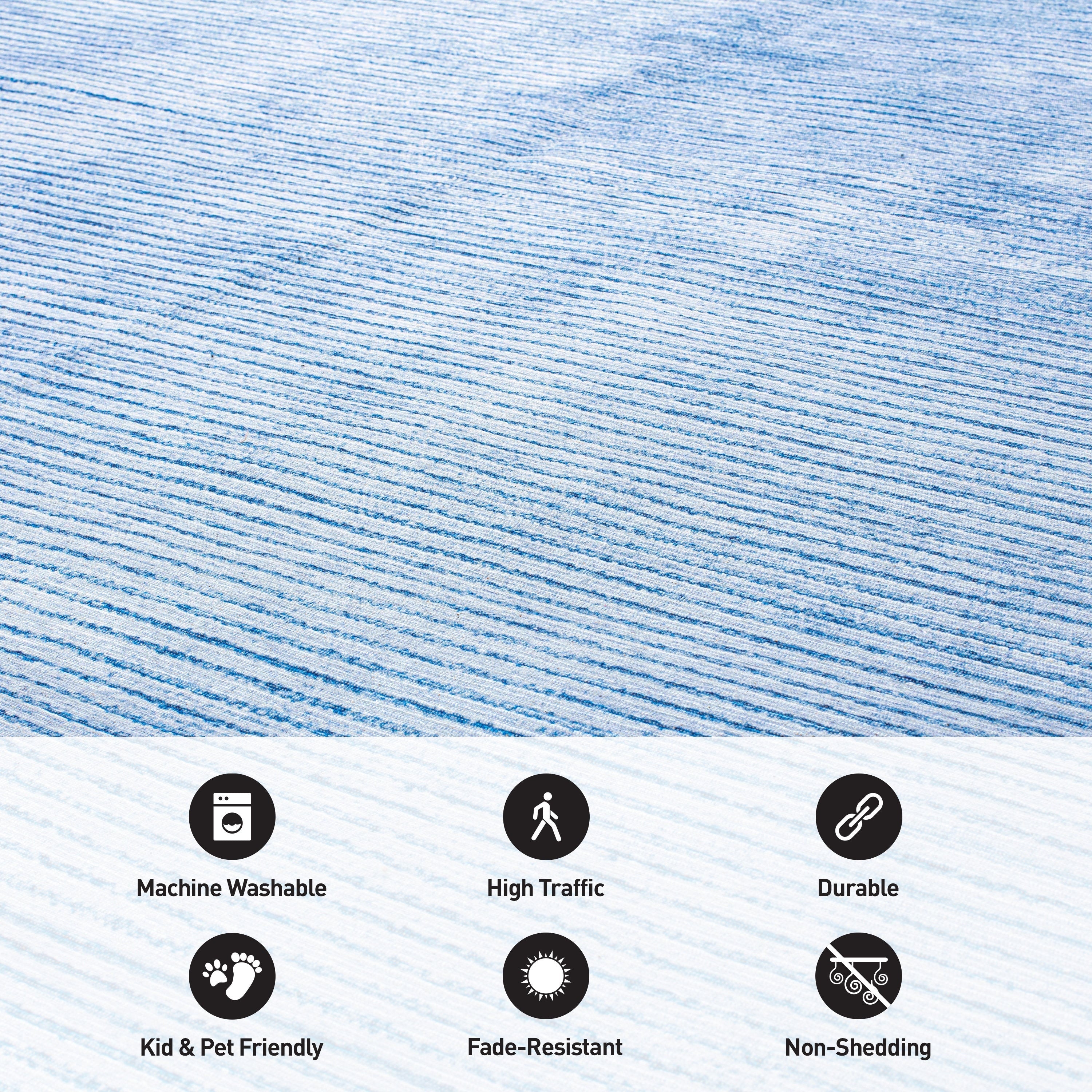 Tapis contemporain à rayures vieillies lavable en machine