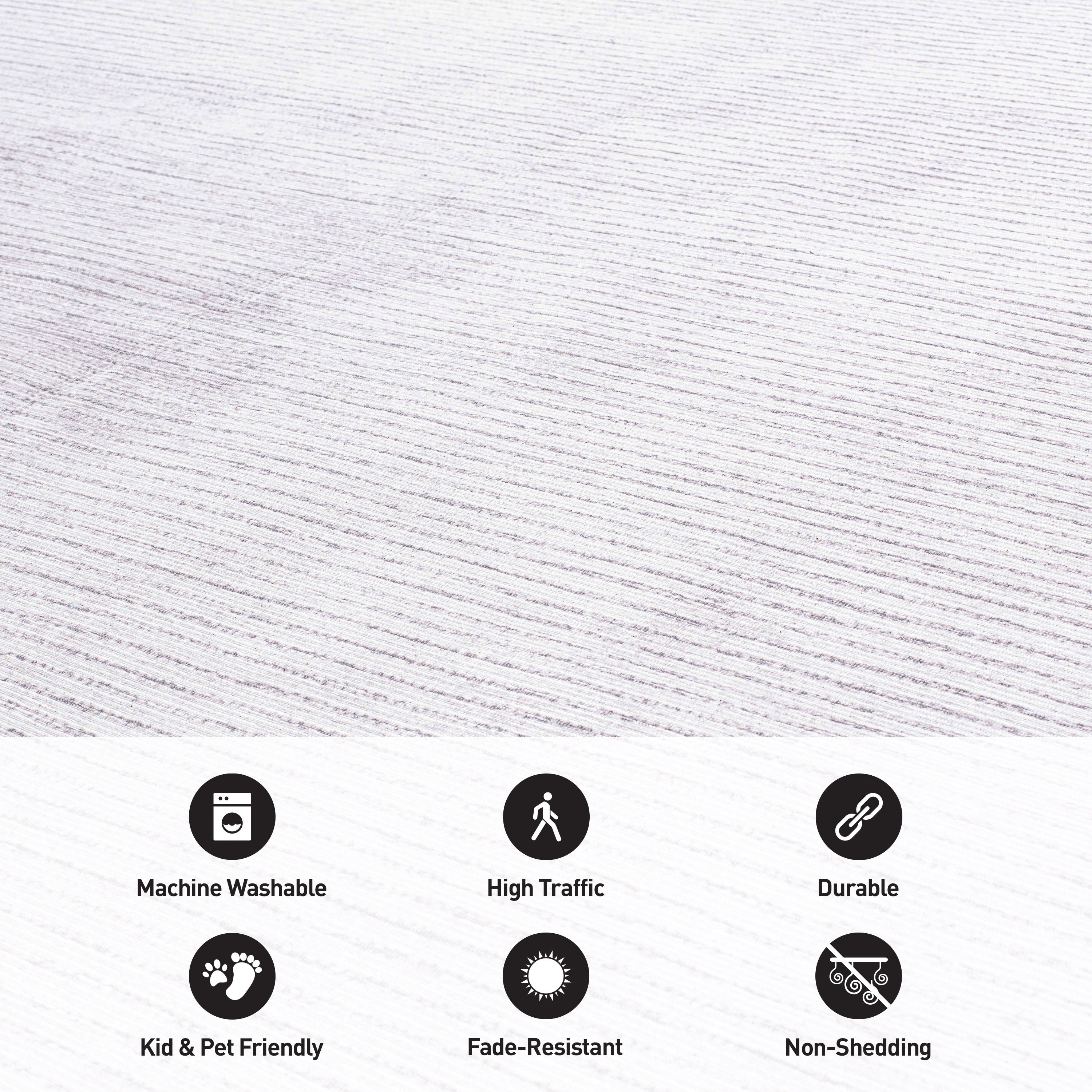 Tapis contemporain à rayures vieillies lavable en machine