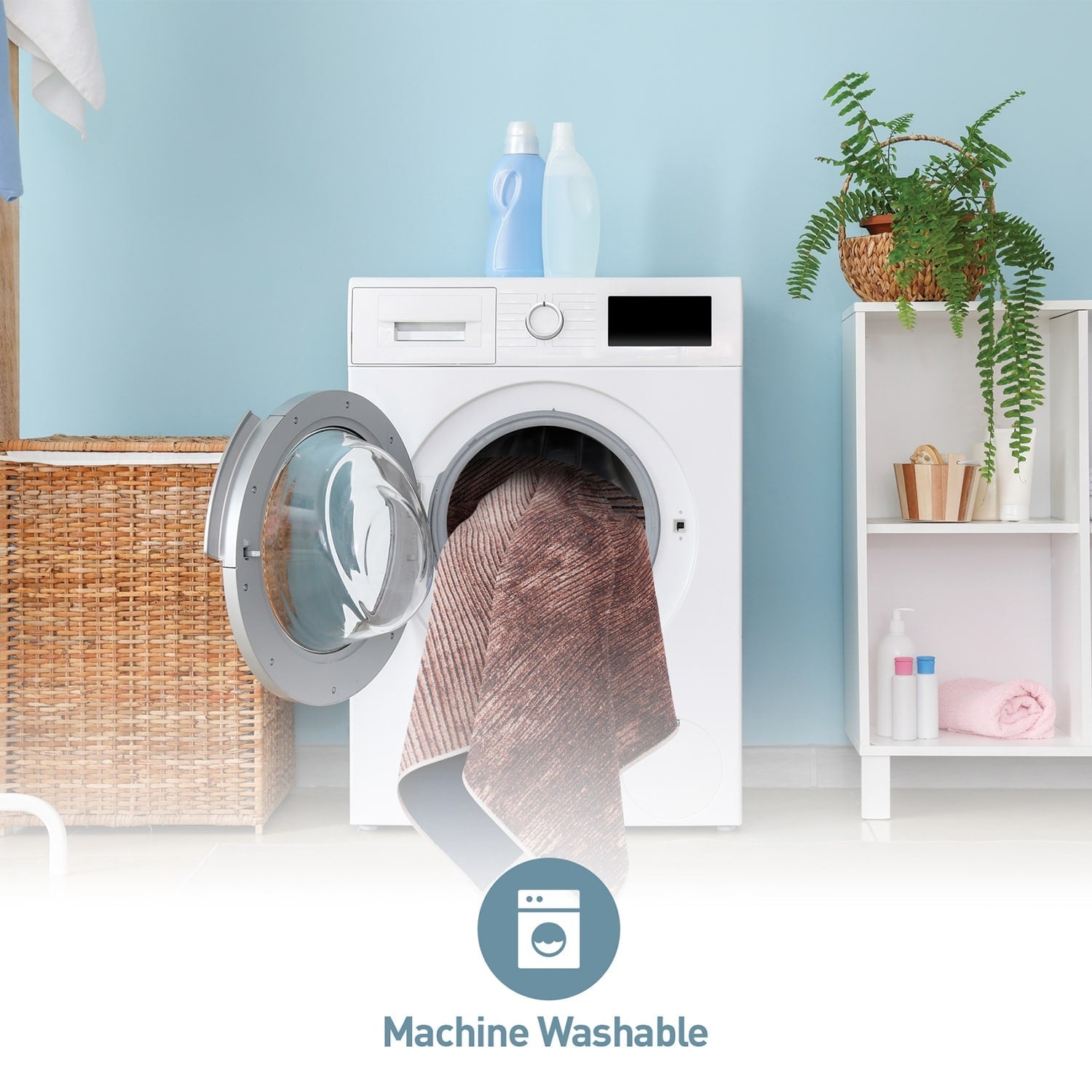 Tapis contemporain à rayures vieillies lavable en machine