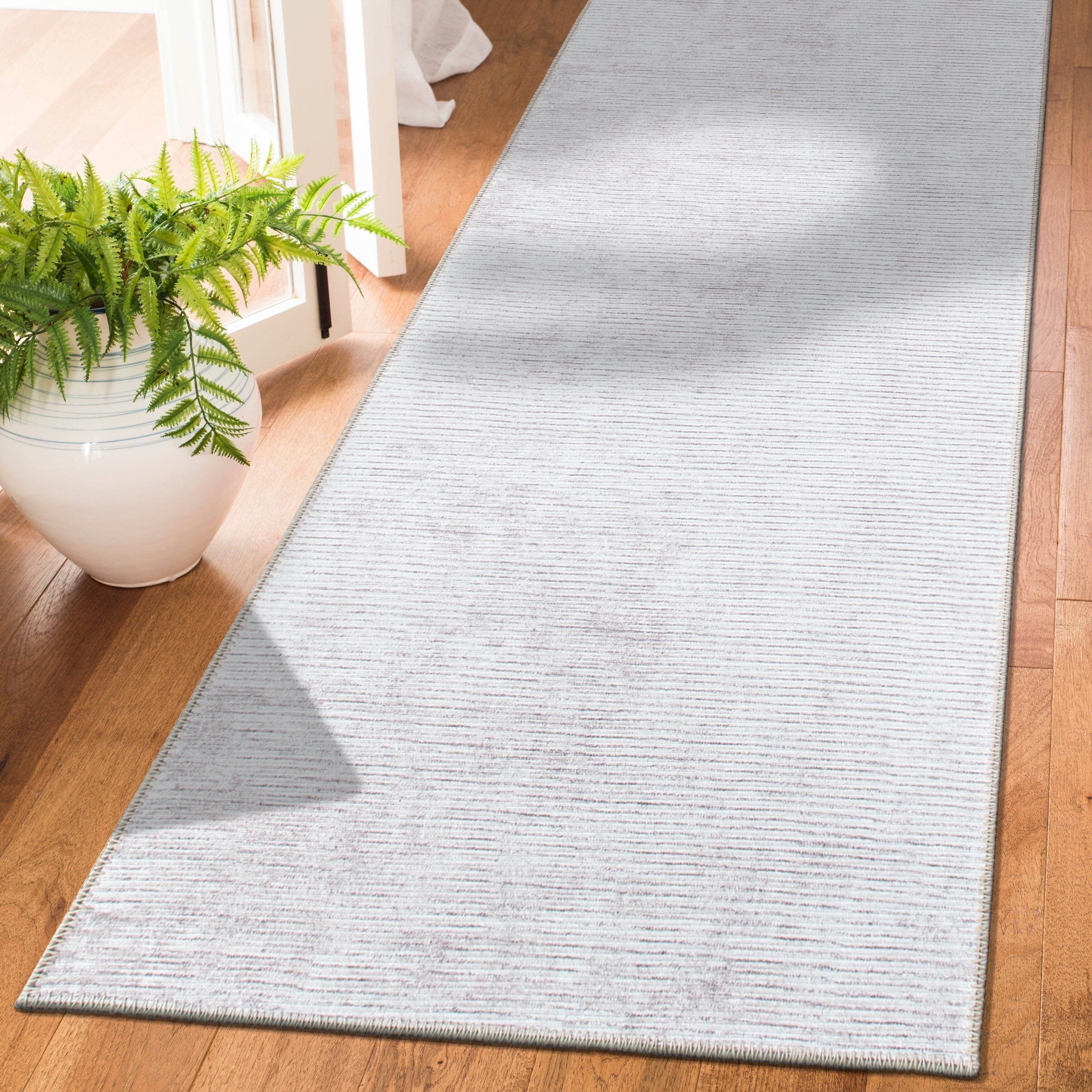 Tapis contemporain à rayures vieillies lavable en machine