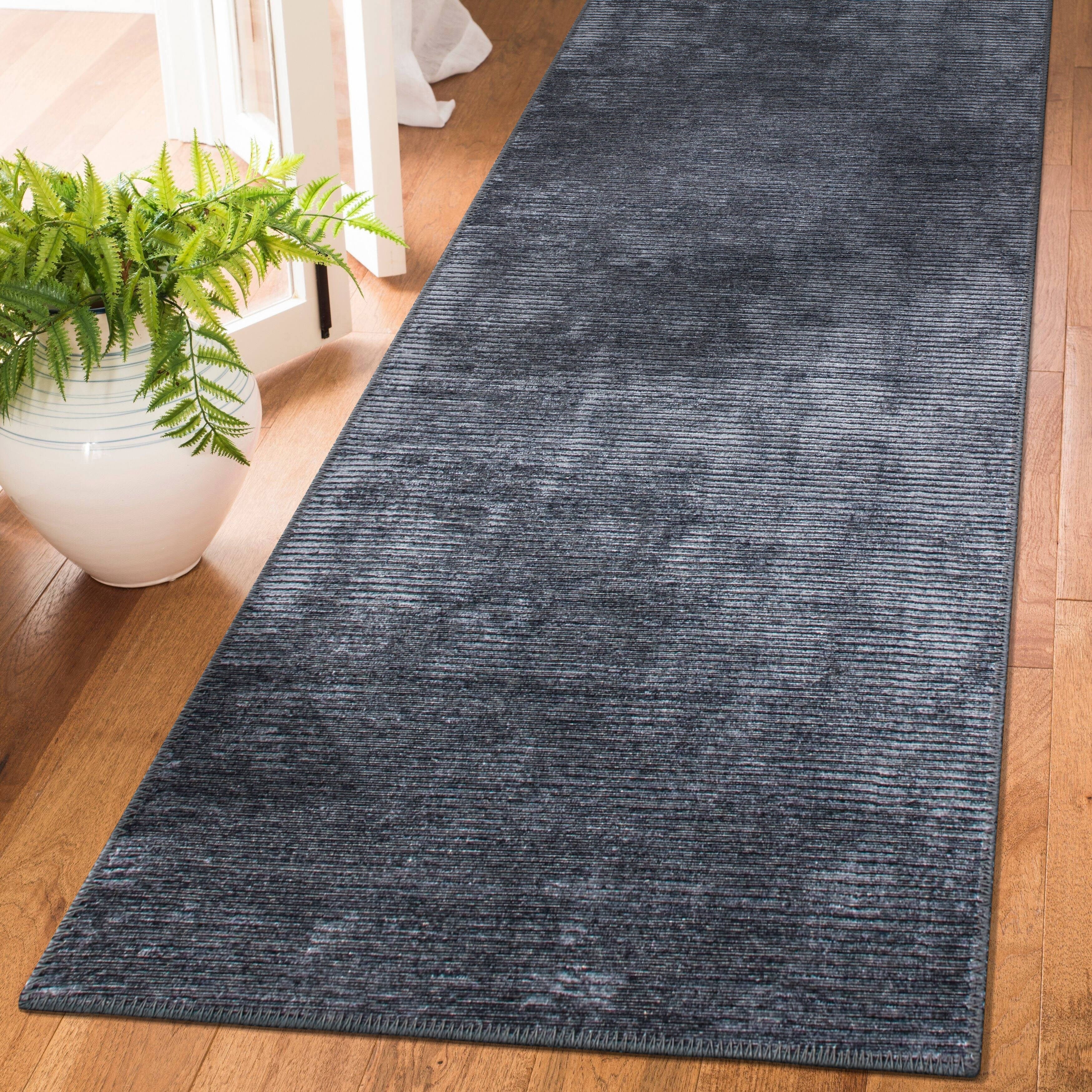 Tapis contemporain à rayures vieillies lavable en machine