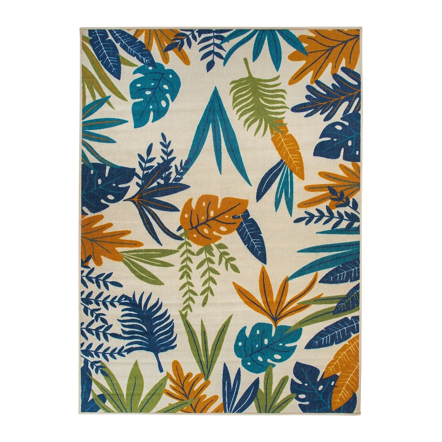 Tapis d'intérieur/extérieur à feuilles florales contemporaines