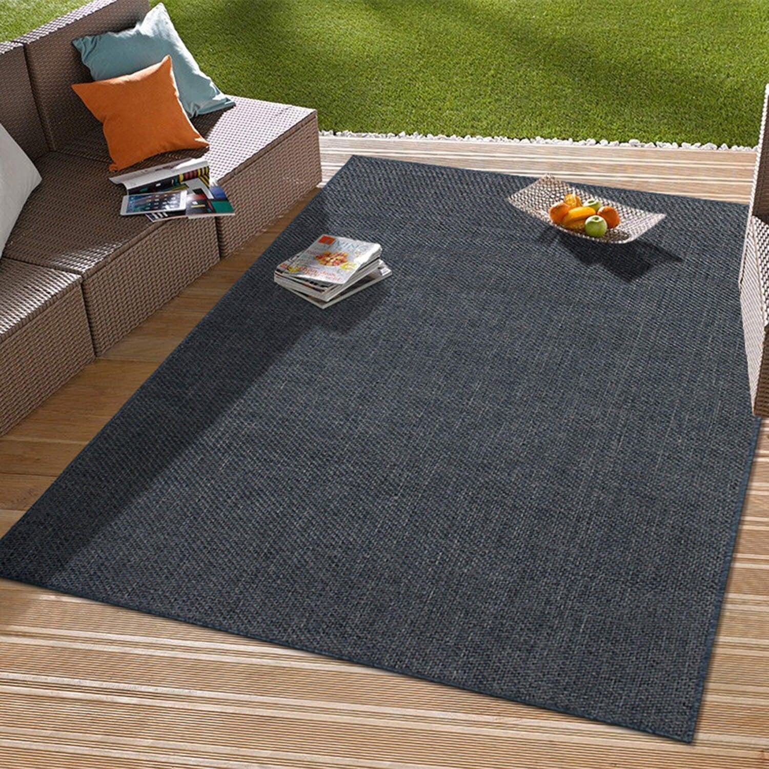 Tapis contemporain solide pour intérieur/extérieur