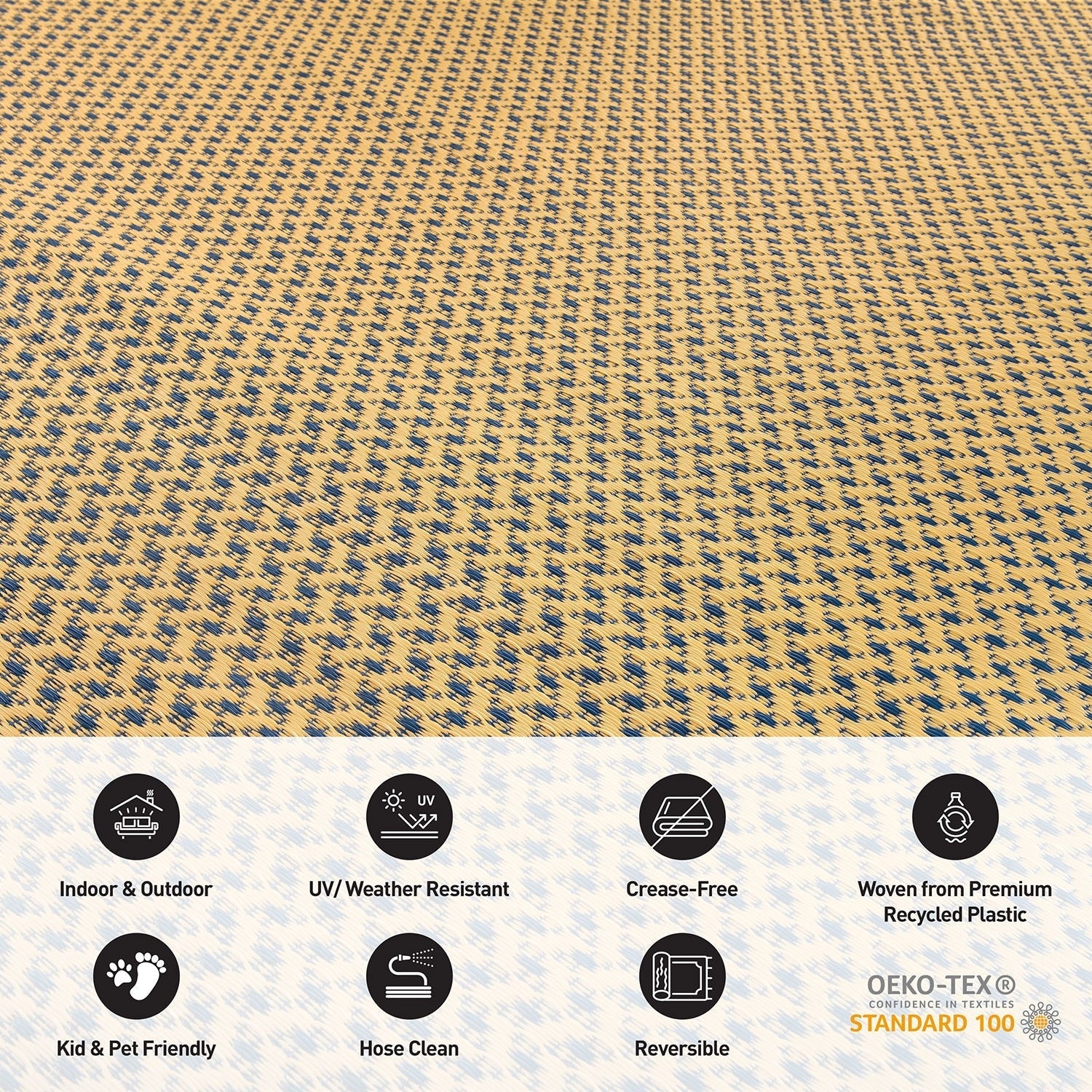 Tapis d'extérieur réversibles en plastique solide et contemporain