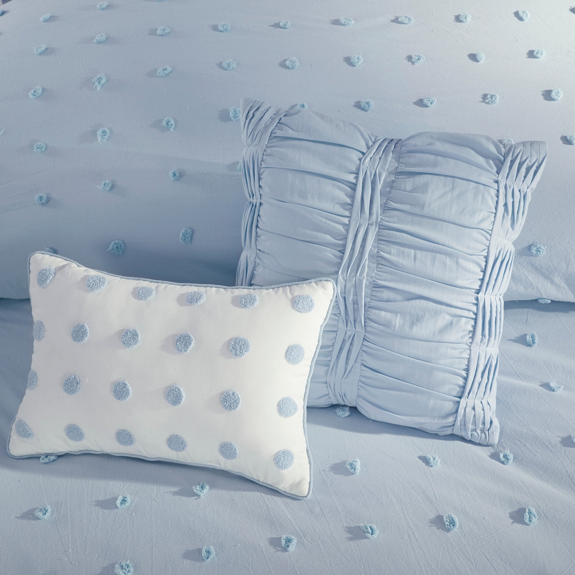 Parure de lit en jacquard de coton et maïs au design intelligent avec taies d'oreiller et coussins décoratifs