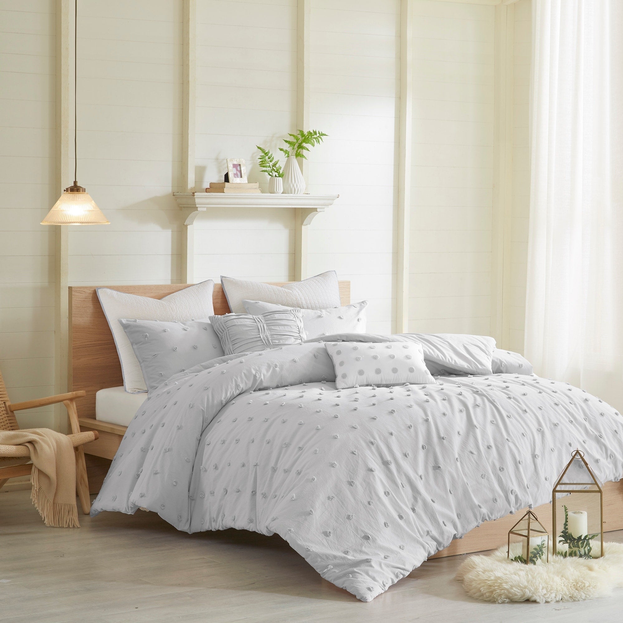 Parure de lit en jacquard de coton et maïs au design intelligent avec taies d'oreiller et coussins décoratifs