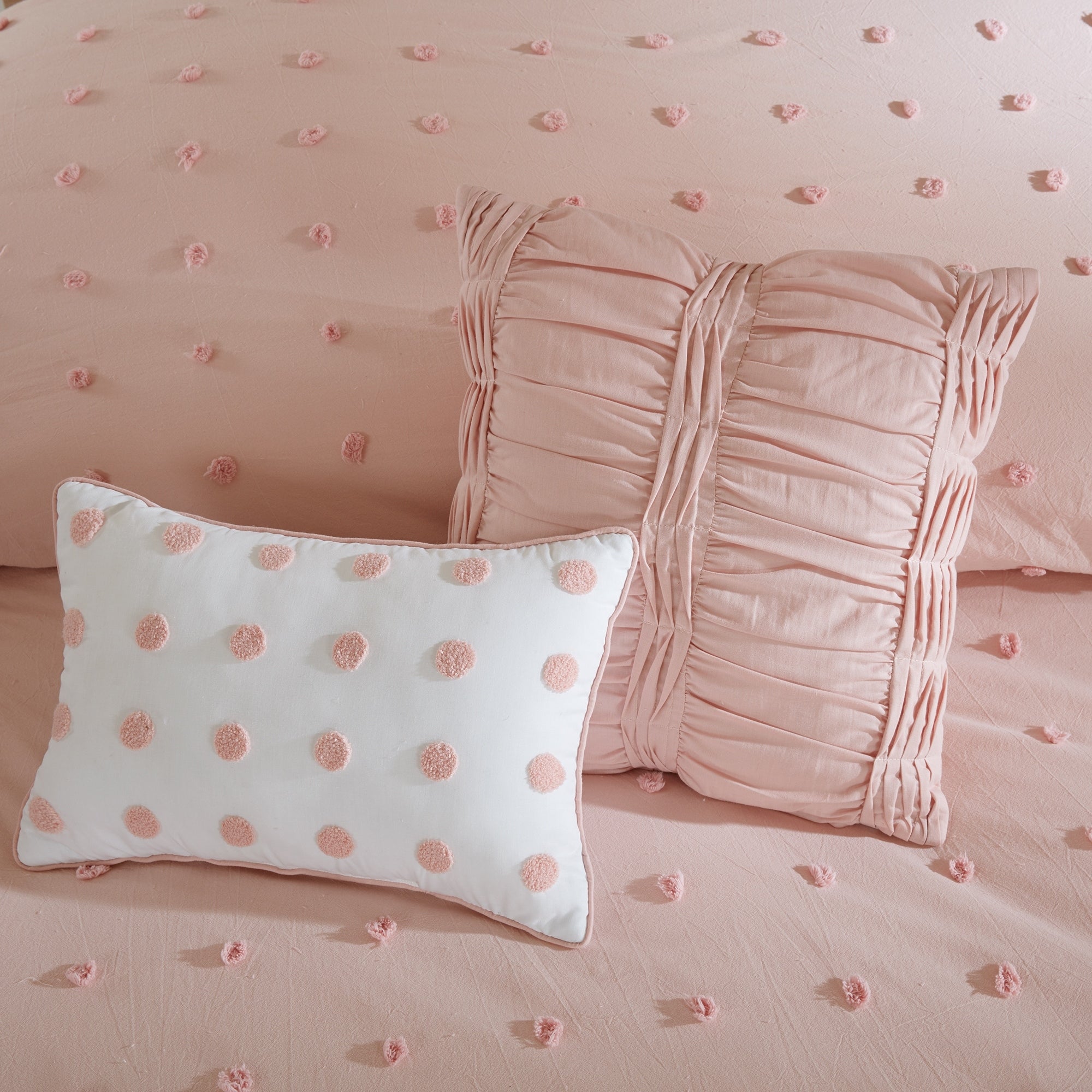 Parure de lit en jacquard de coton et maïs au design intelligent avec taies d'oreiller et coussins décoratifs