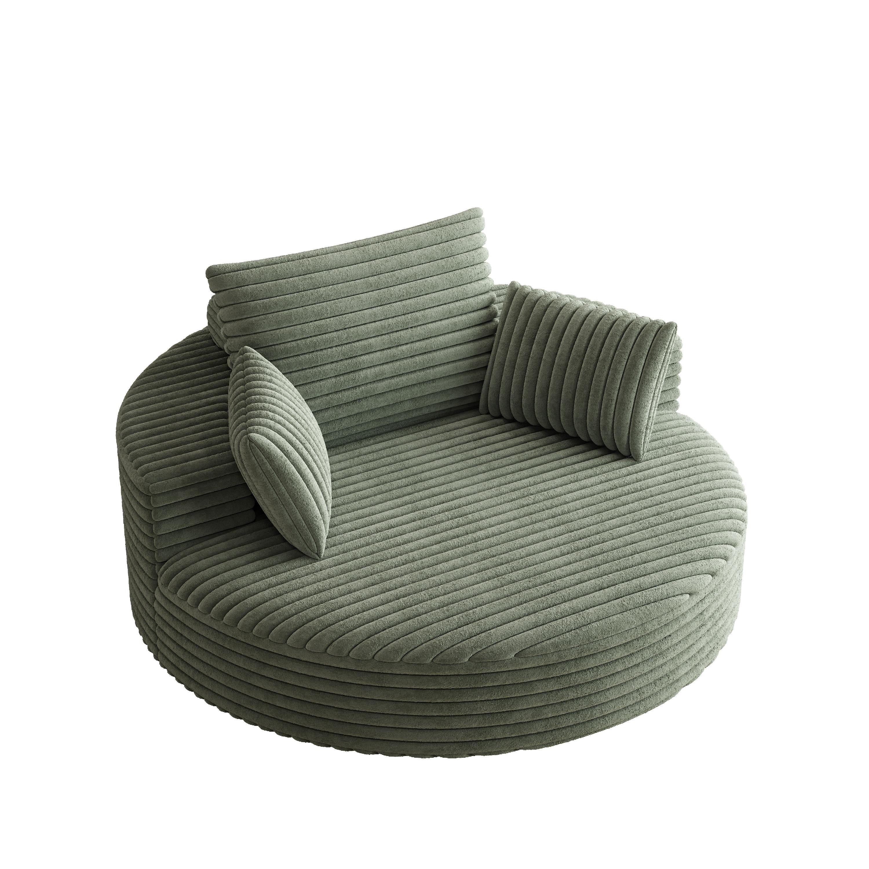 Chaise pivotante simple en velours côtelé et mousse chenille